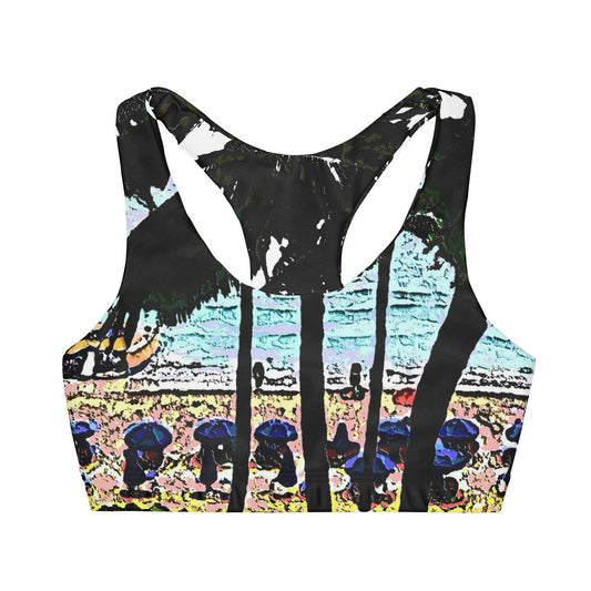 Girls' Double Lined Seamless Sports Bra ...  "A Beautiful Beach Amongst The Palms" ... The Outrigger Waikiki, Honolulu, Oahu ... Original Works ...