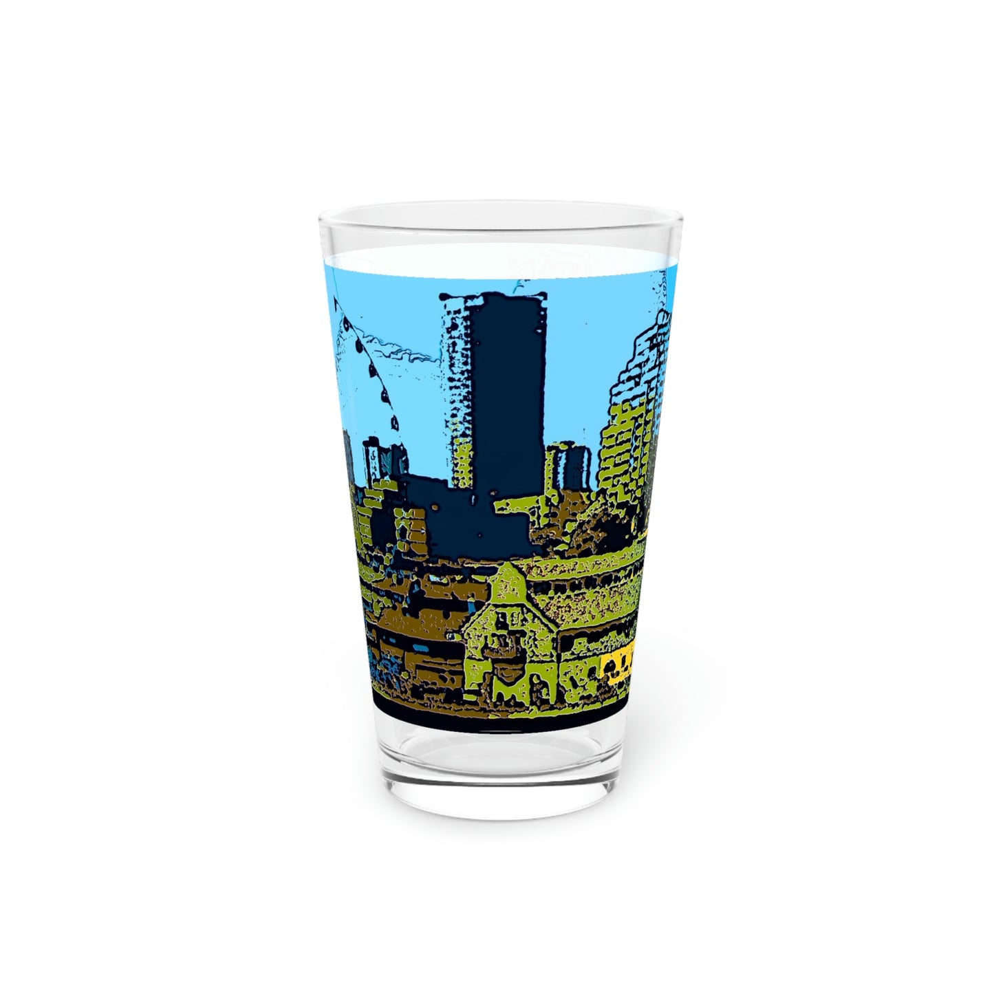 Pint Glass, 16oz ... That Classic Wheel ... 'Seattle's Wheel' ... & Old Classic Waterside Vendors ...  'Family Archives' ... Original Works ...