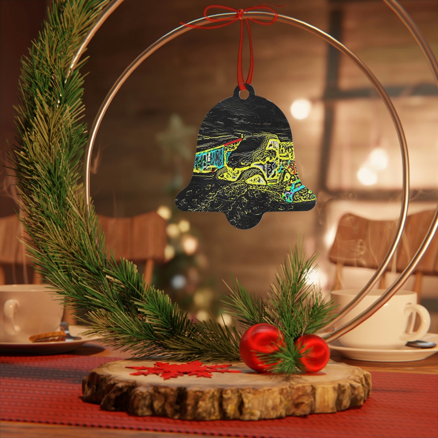 Metal Ornaments ... "Snow Vehicle In Snow Storm At-Rest" ... Circa 12Mar23 ... Central Idaho ... 18-Hours Rendering Time: Original Works ...