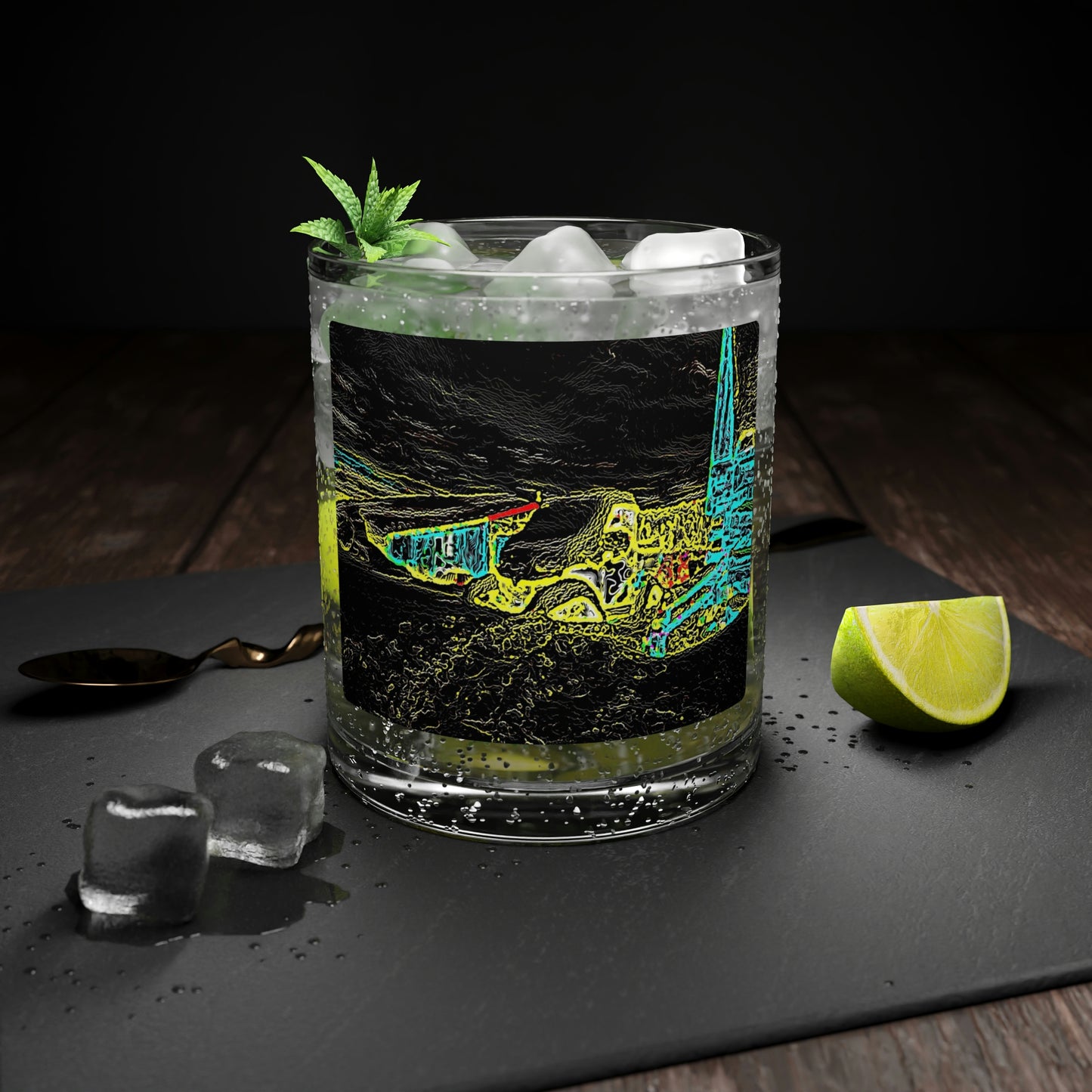 Bar Glass ... "Snow Vehicle In Snow Storm At-Rest" ... Circa 12Mar23 ... Central Idaho ... 18-Hours Rendering Time: Original Works ...