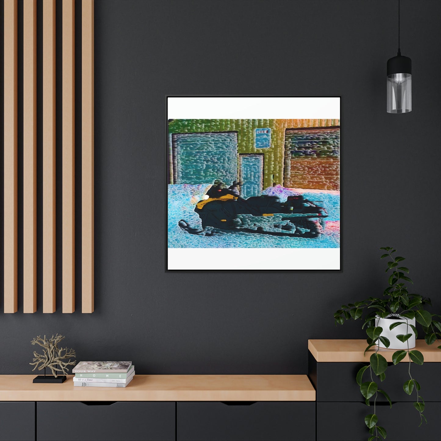 Gallery Canvas Wraps, Square Frame ... Snowmobile & Impressionalism ... 'Collecting Mail & Packages' .... Dixie, Idaho, USA ... Original Works: 10 Hours Rendering Time ...