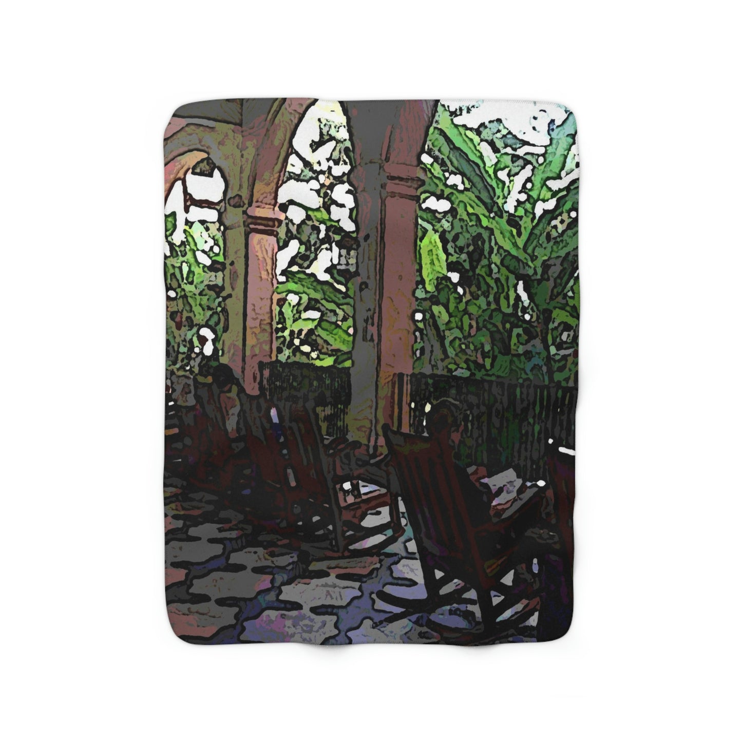 Sherpa Fleece Blanket ... Lanai & Rocking Chairs At: 'The Pink Palace' ... The Royal Hawai'ian ... Honolulu, HI ... '27Oct2014' ... Original Works ...
