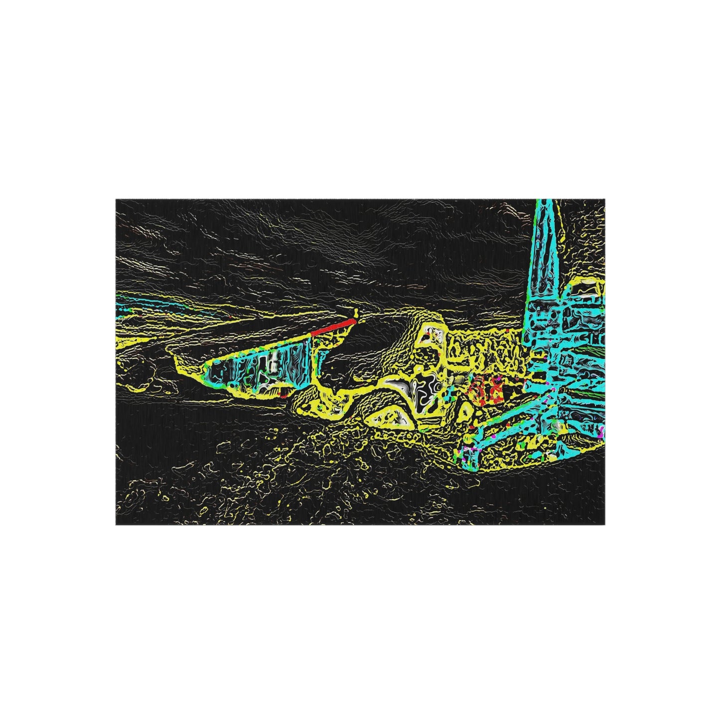 Outdoor Rug ... "Snow Vehicle In Snow Storm At-Rest" ... Circa 12Mar23 ... Central Idaho ... 18-Hours Rendering Time: Original Works ...