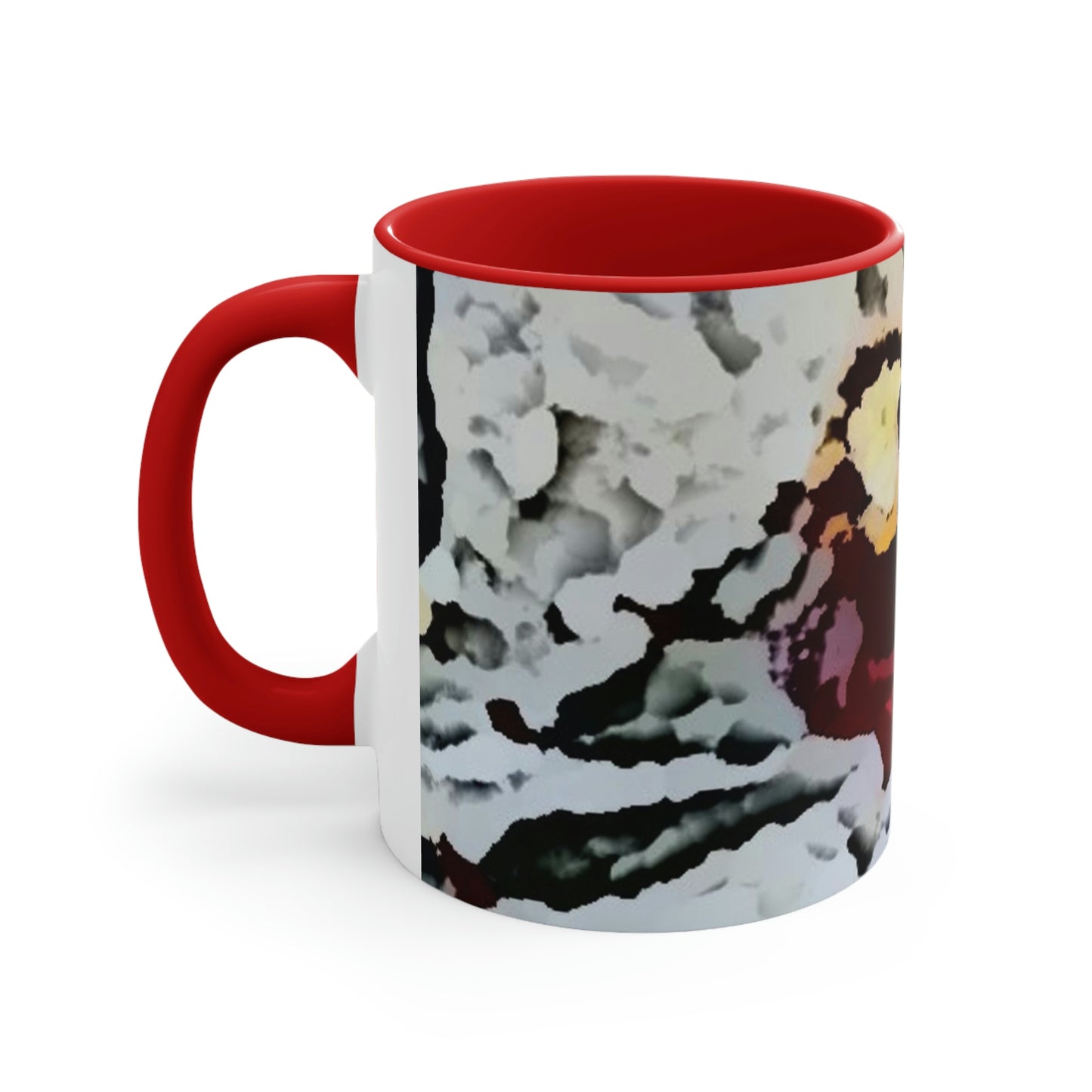 Accent Coffee Mug, 11oz ... "A Friendly Flower" ... Pointsettia 'Pointing' ... Original Works ... (Supplied Photograph) ...