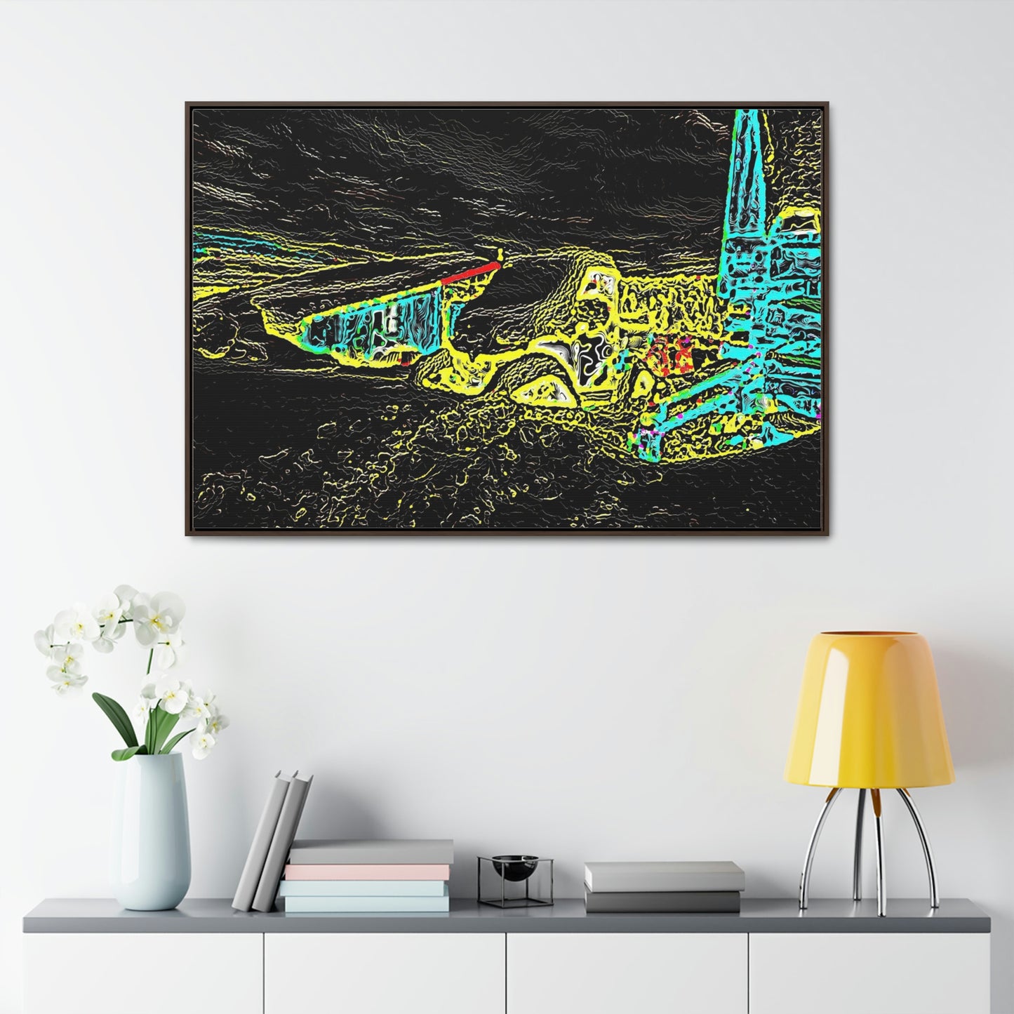 Gallery Canvas Wraps, Horizontal Frame ... "Snow Vehicle In Snow Storm At-Rest" ... Circa 12Mar23 ... Central Idaho ... 18-Hours Rendering Time: Original Works ...