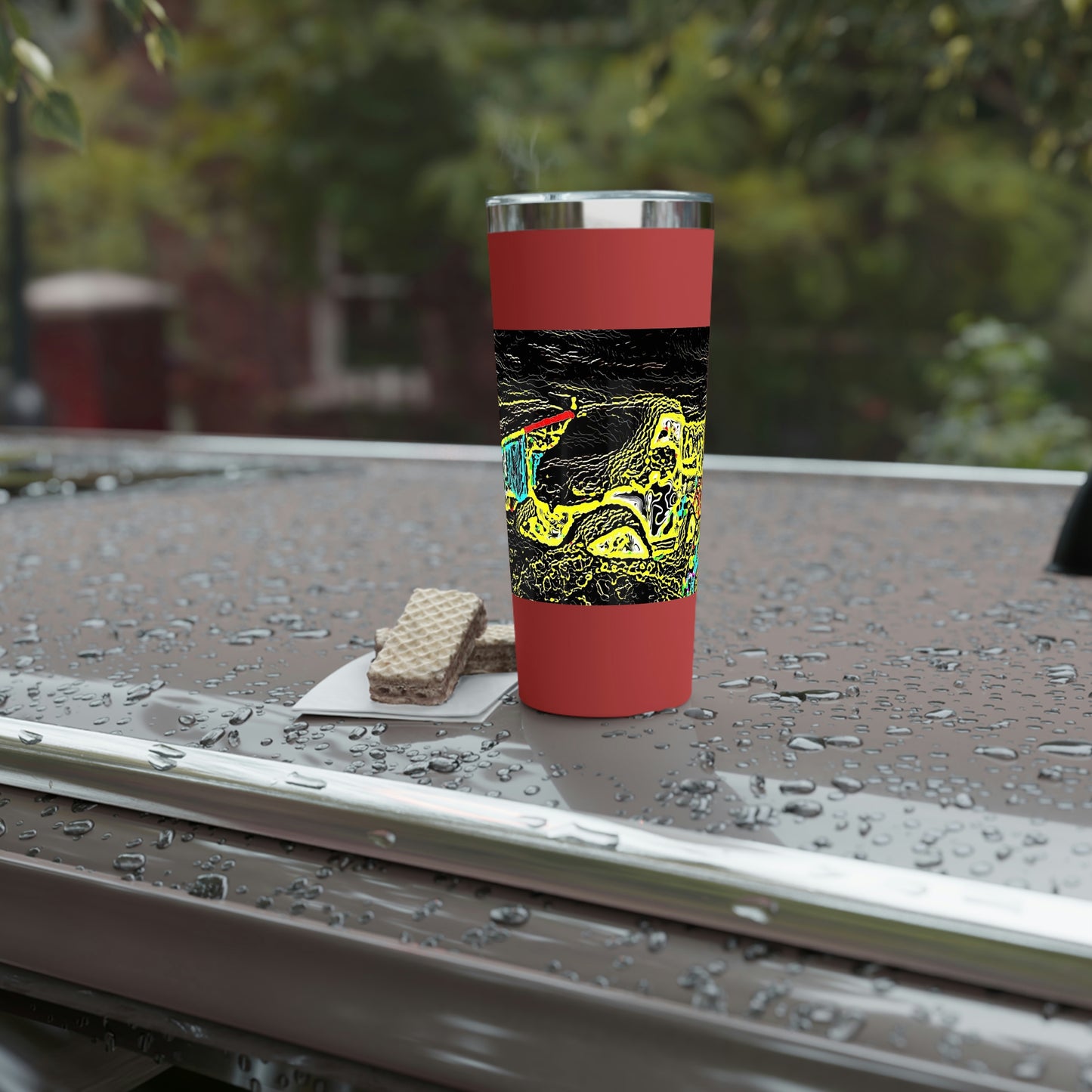 Copper Vacuum Insulated Tumbler, 22oz ... "Snow Vehicle In Snow Storm At-Rest" ... Circa 12Mar23 ... Central Idaho ... 18-Hours Rendering Time: Original Works ...