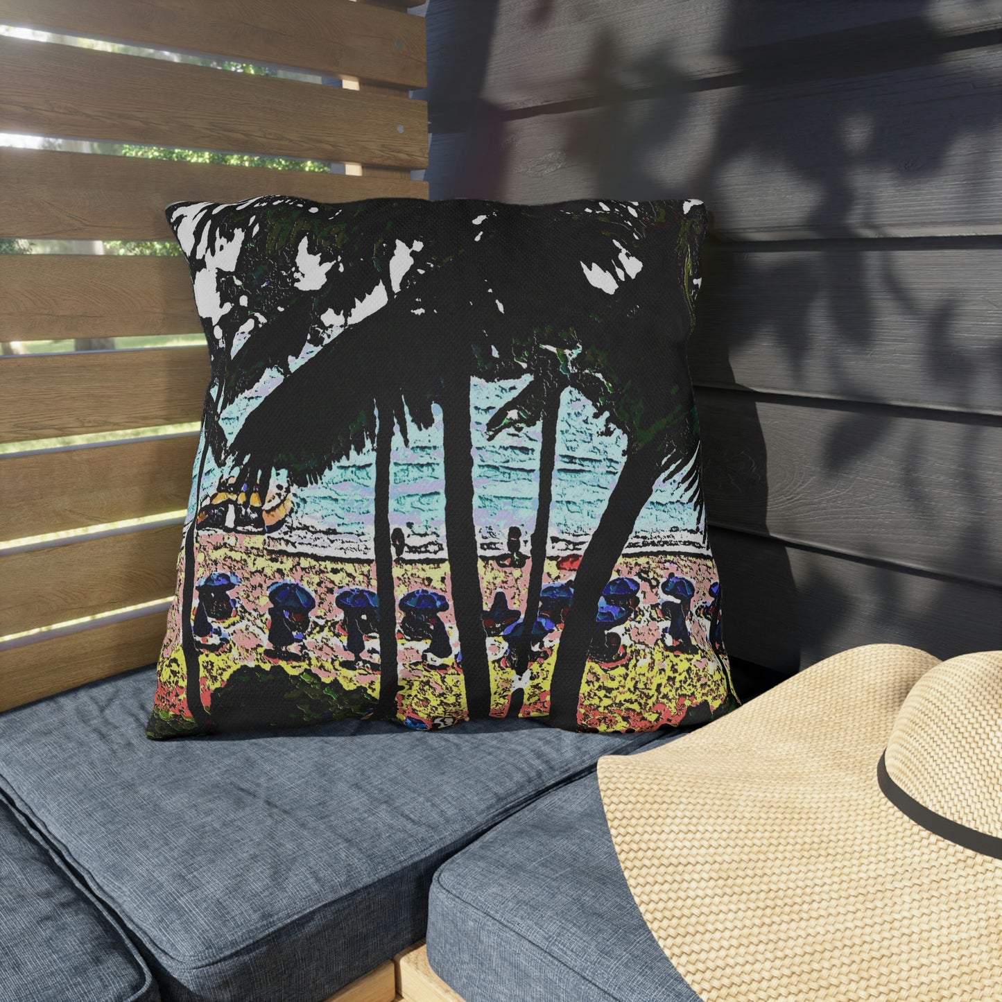 Outdoor Pillows ... "A Beautiful Beach Amongst The Palms" ... The Outrigger Waikiki, Honolulu, Oahu ... Original Works ...