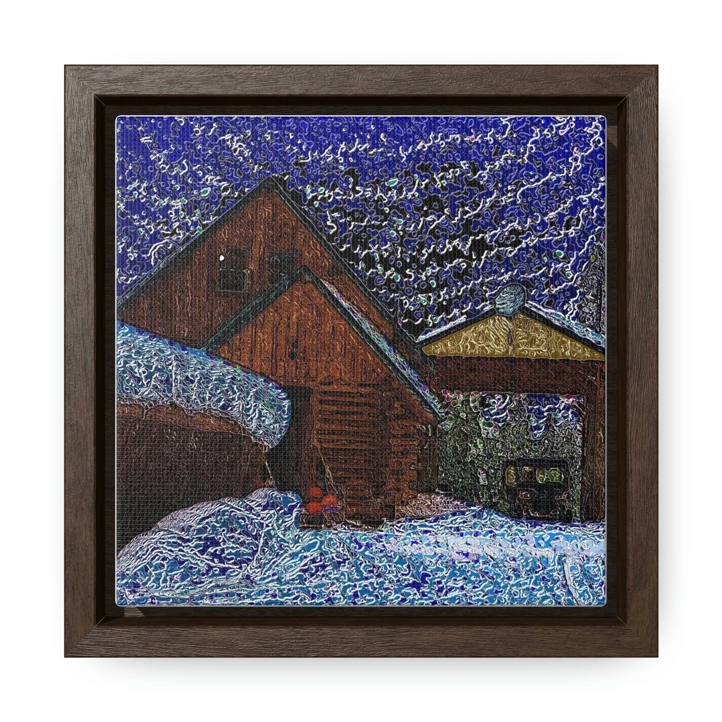 Gallery Canvas Wraps, Square Frame ... A Litle Bit Of Color ...  A Little Bit Of Van Gogh ... A Little Bit Of Vertigo ... "And Away You Go With The Snow .." Original Works: Rendering Time: 16 Hours ...