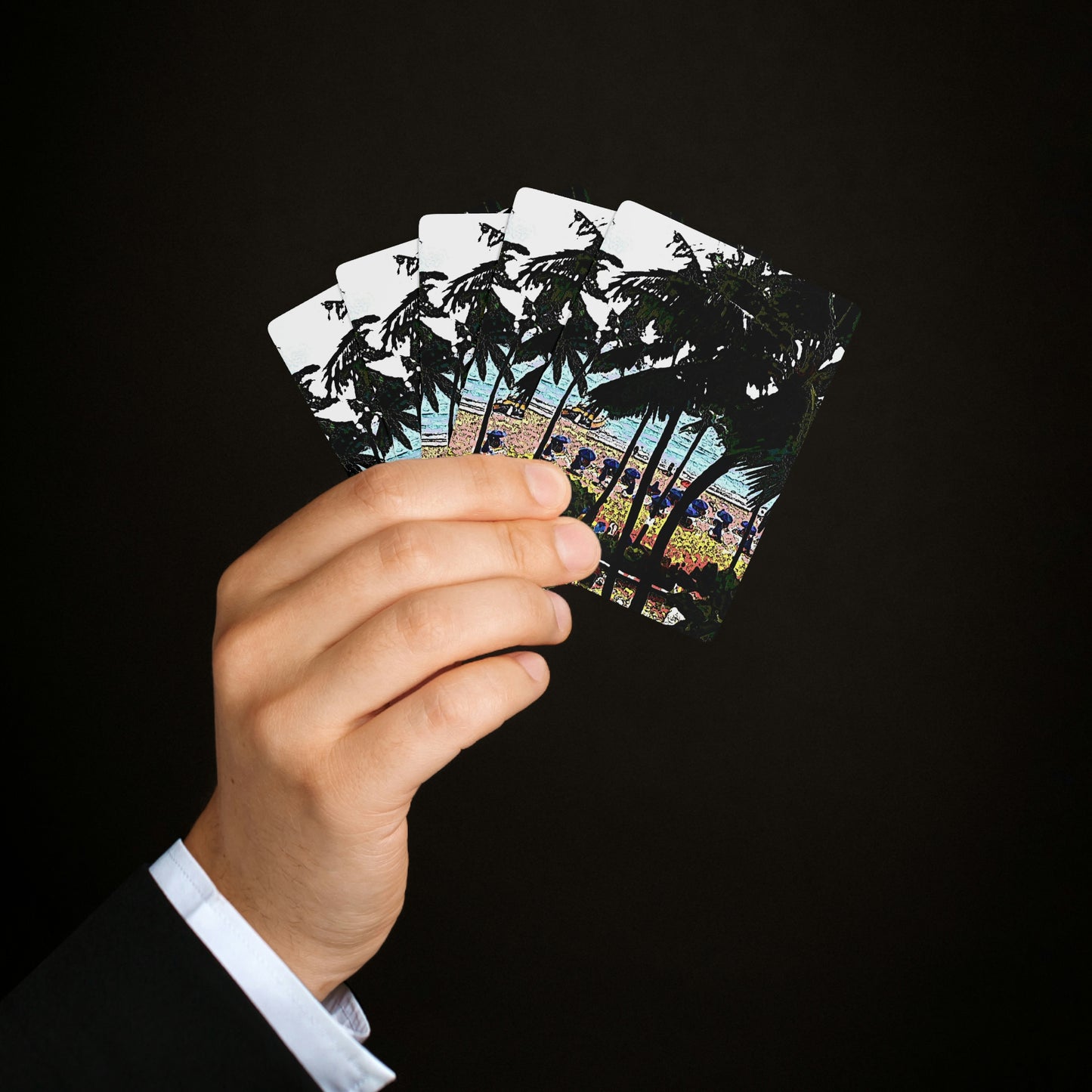 Custom Poker Cards ... "A Beautiful Beach Amongst The Palms" ... The Outrigger Waikiki, Honolulu, Oahu ... Original Works ...