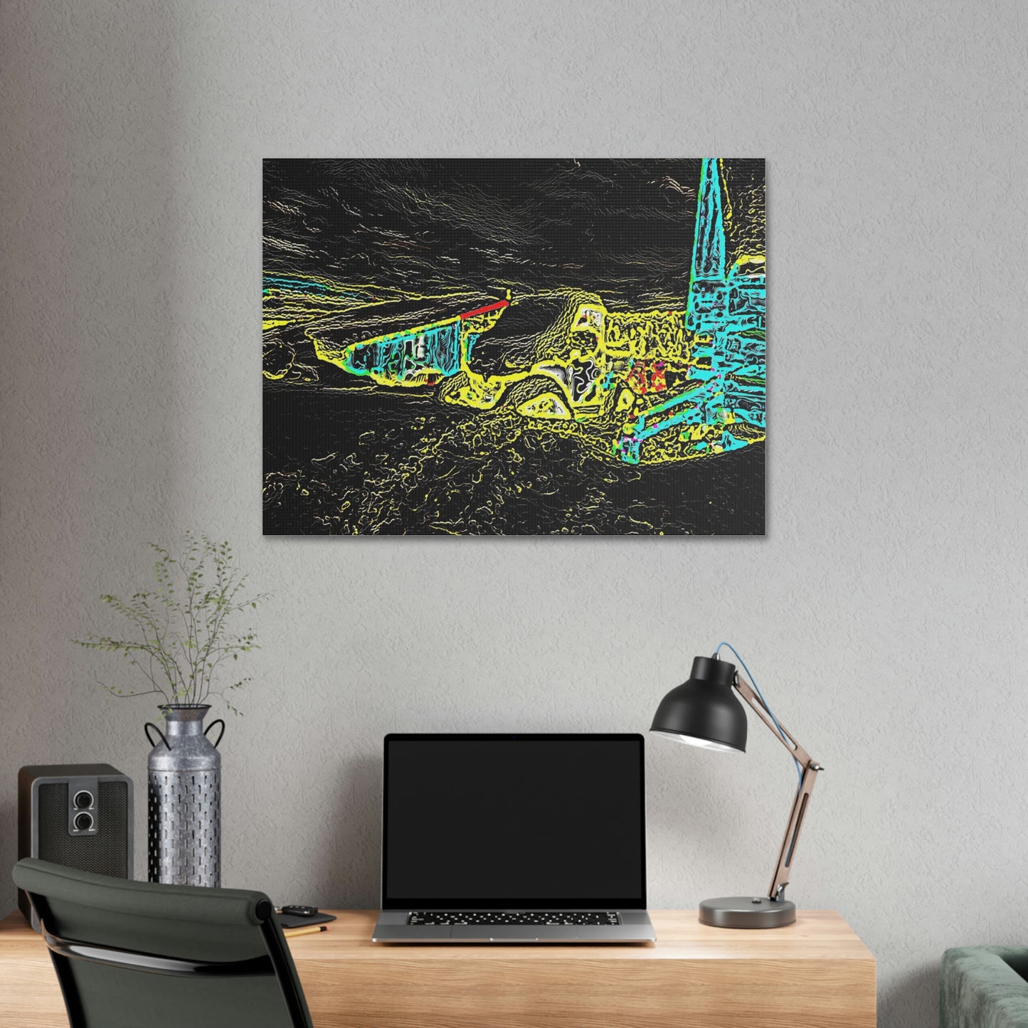 Polyester Canvas ... "Snow Vehicle In Snow Storm At-Rest" ... Circa 12Mar23 ... Central Idaho ... 18-Hours Rendering Time: Original Works ...