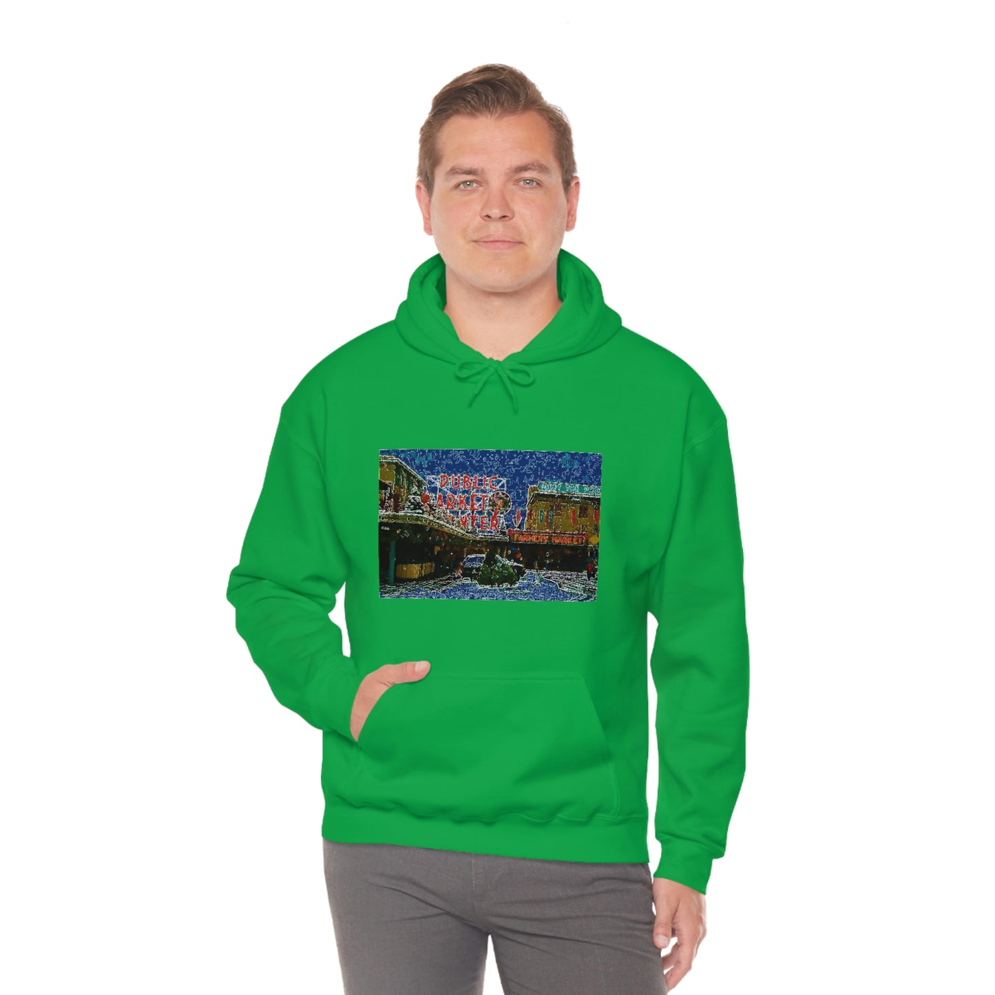 Unisex Heavy Blend™ Hooded Sweatshirt ... Pike Place Market: 'The Public Market', Seattle, Washington. Circa Fall 2013 ...