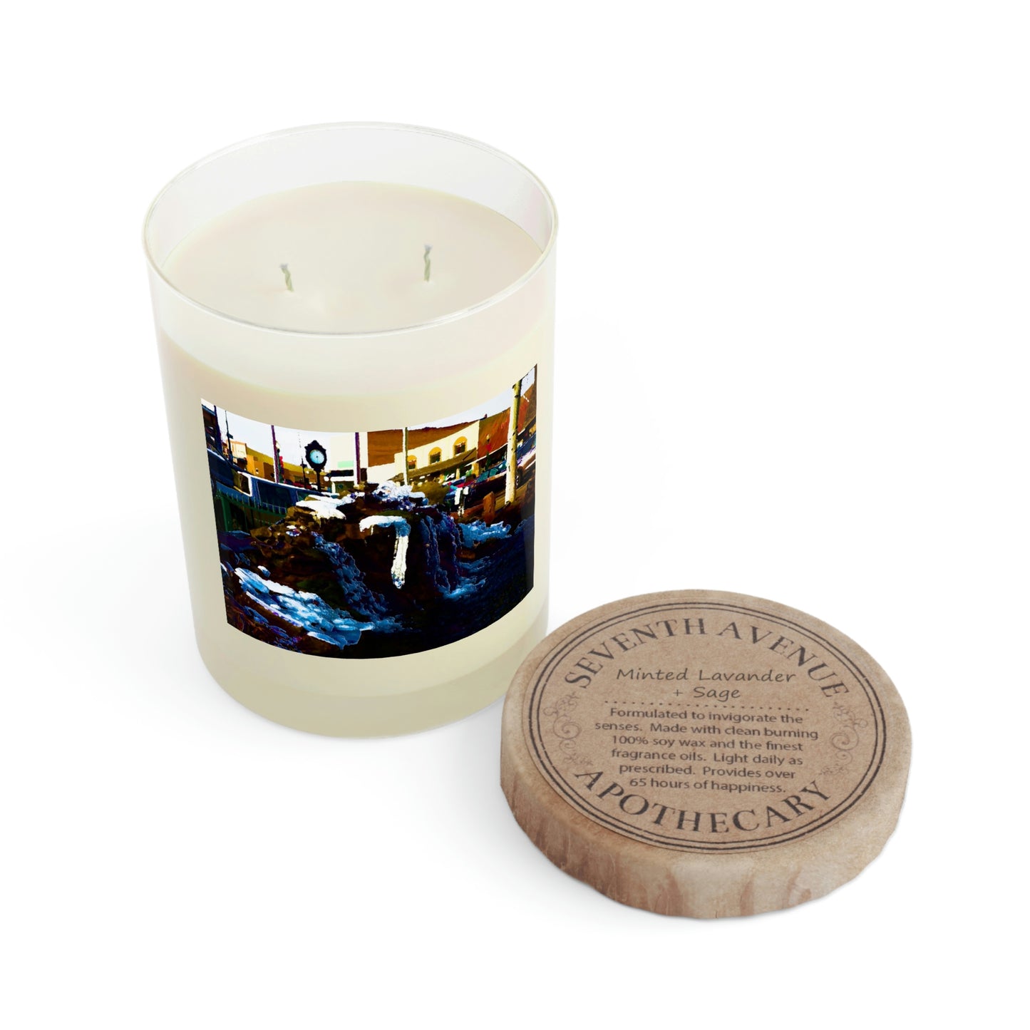 Scented Candle - Full Glass, 11oz ...  "Ice & Water Sculpted" ... Downtown Grangeville, Idaho ... Adjacent To Irwin Pharmacy ... 5Jan23 ... Original Works ...
