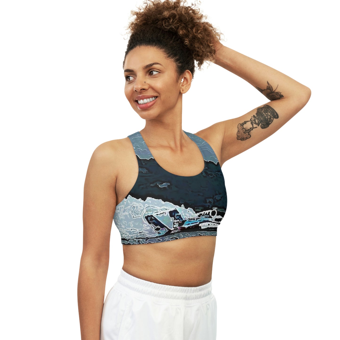 Seamless Sports Bra (AOP) ... Seattle Columbia Cup On Lake Washington ... "Dave Wilcox Heads For The Win" ... Associate Gift-Photo ... Original Works ...