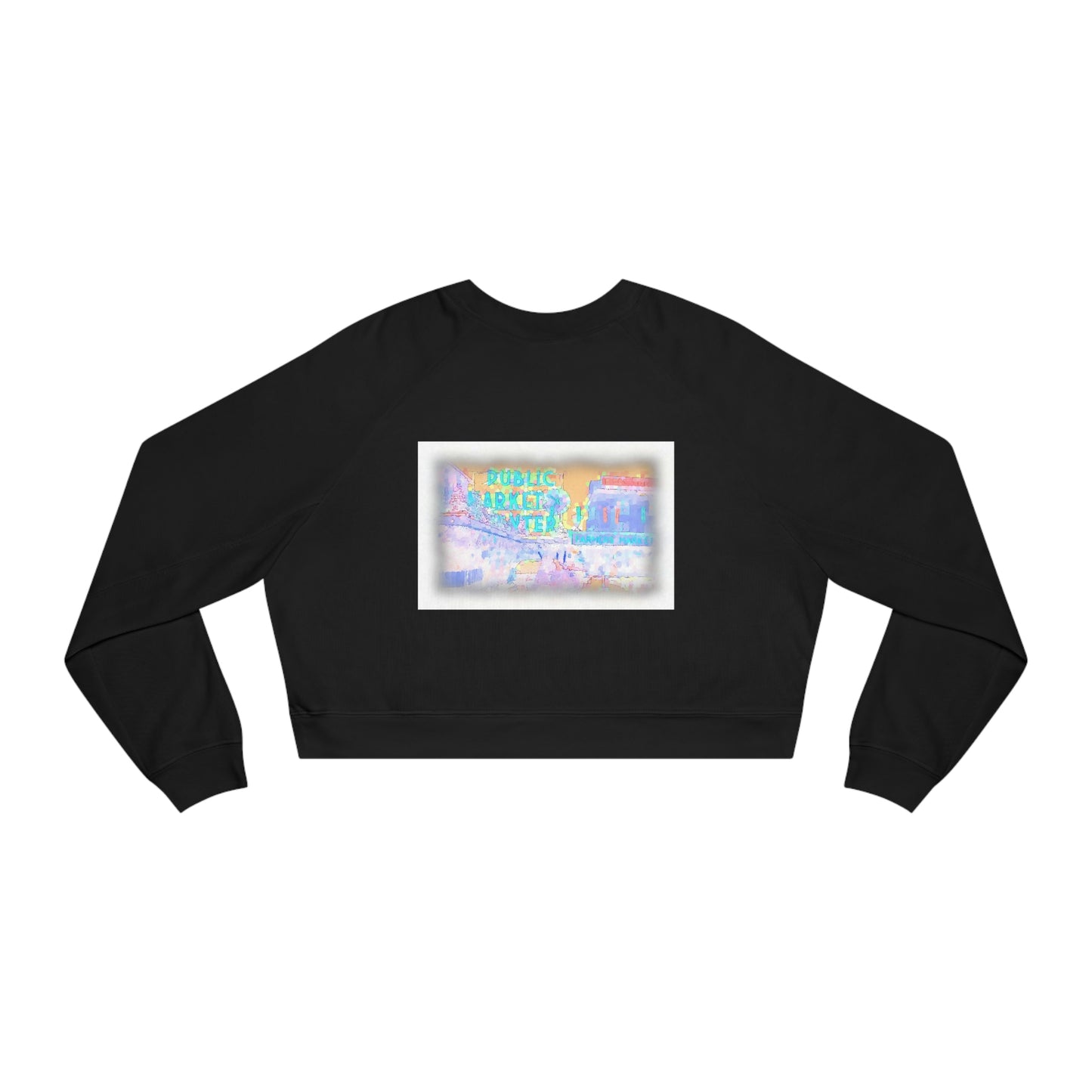 Women's Cropped Fleece Pullover ... PPM: Pike Place Market ... "Enjoying That Wrold Famous Hot Cup Of Maket Spice Tea" ...