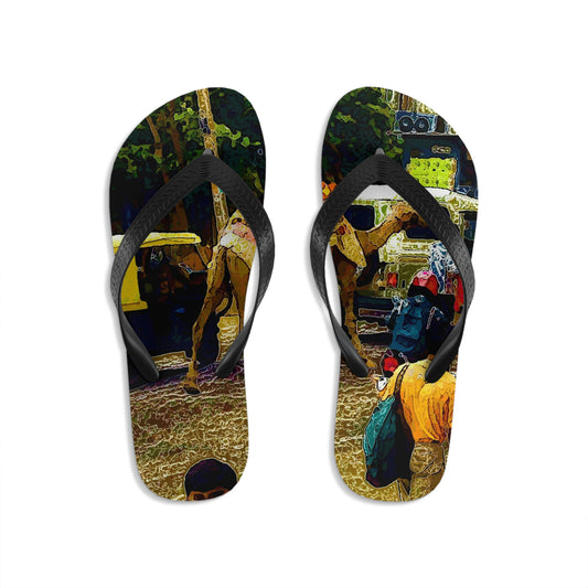 Unisex Flip-Flops ... "Truckin'-Up-To-Buffalo ... 'Oops - Wrong Country' ... Truckin'-Up-To-New Delll -'E' ... " ... (Delhi, India) ... 5July2007. Original Works ...