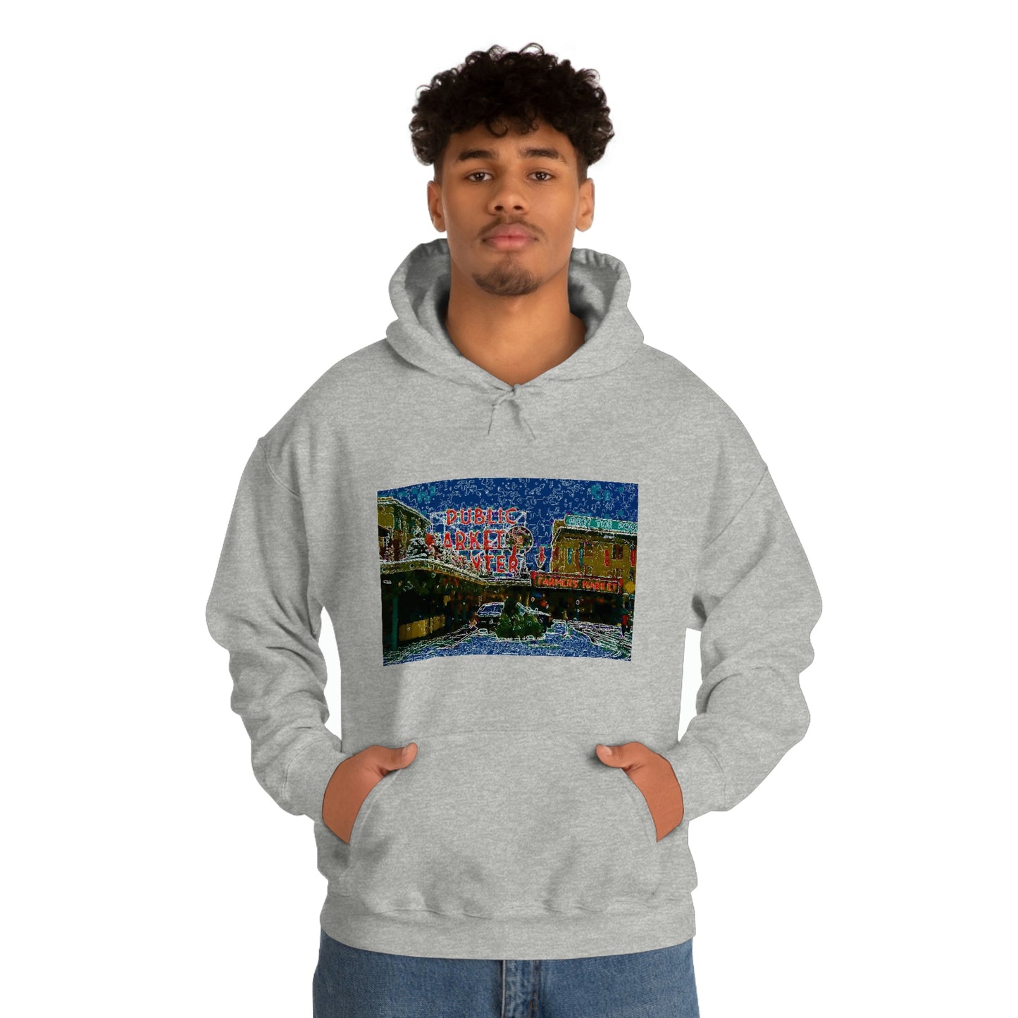 Unisex Heavy Blend™ Hooded Sweatshirt ... Pike Place Market: 'The Public Market', Seattle, Washington. Circa Fall 2013 ...