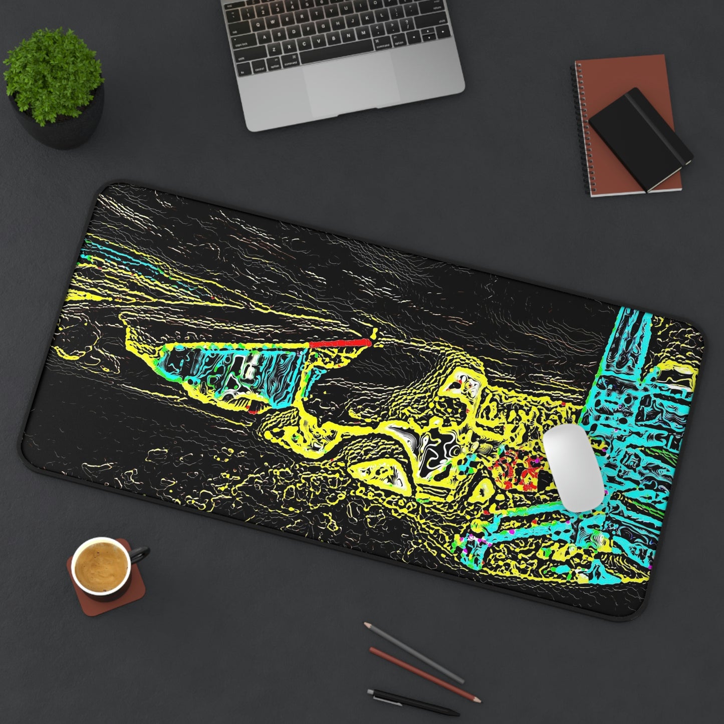 Desk Mat ... "Snow Vehicle In Snow Storm At-Rest" ... Circa 12Mar23 ... Central Idaho ... 18-Hours Rendering Time: Original Works ...
