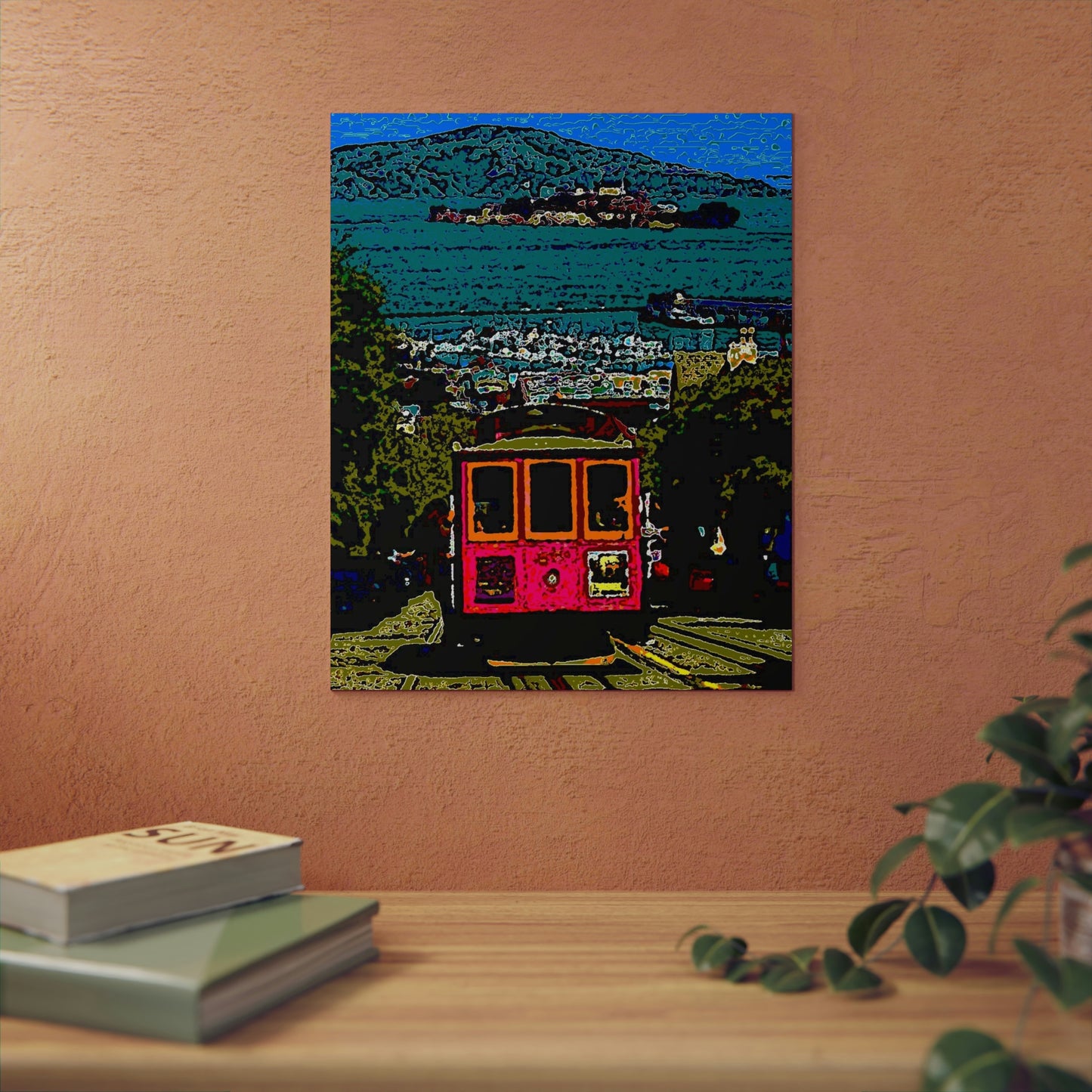 Aluminum Composite Panels ... San Francisco ... 'A Rice-A-Roni-Treat' ... Family Archives ... Cable Car Descends Hill Towards Alcatraz Island ... Original Works ...