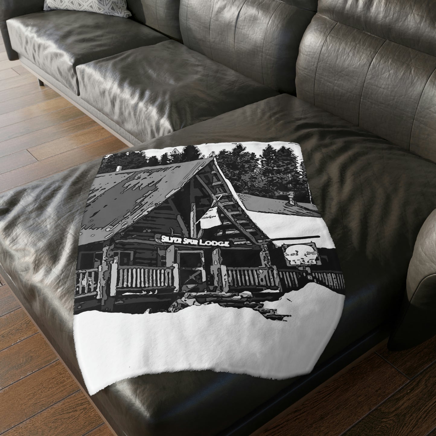 Velveteen Minky Blanket (Two-sided print) ... A Beautiful Lodge & Back-Country Outfitter In A Mountain Town ... 'Dixie, Idaho, November 2022' ... Original Works ...