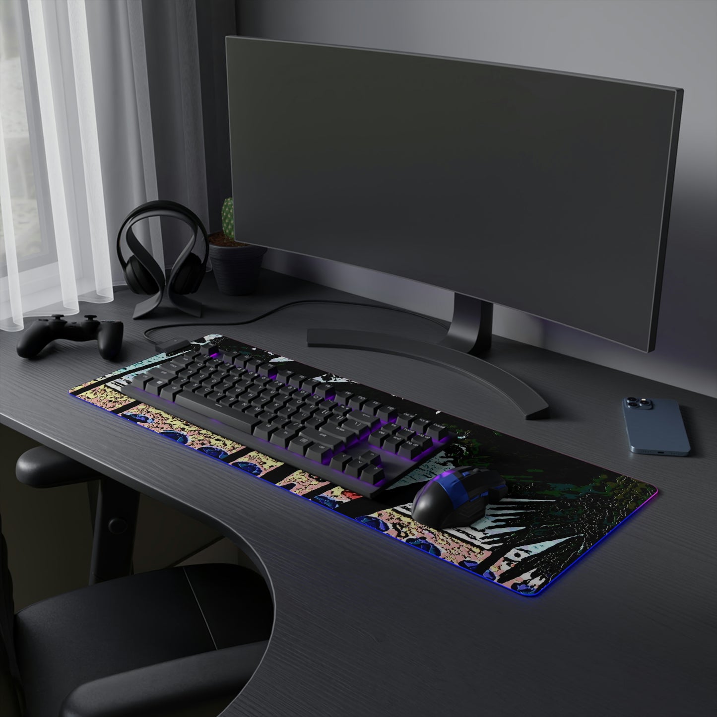 LED Gaming Mouse Pad ... "A Beautiful Beach Amongst The Palms" ... The Outrigger Waikiki, Honolulu, Oahu ... Original Works ...