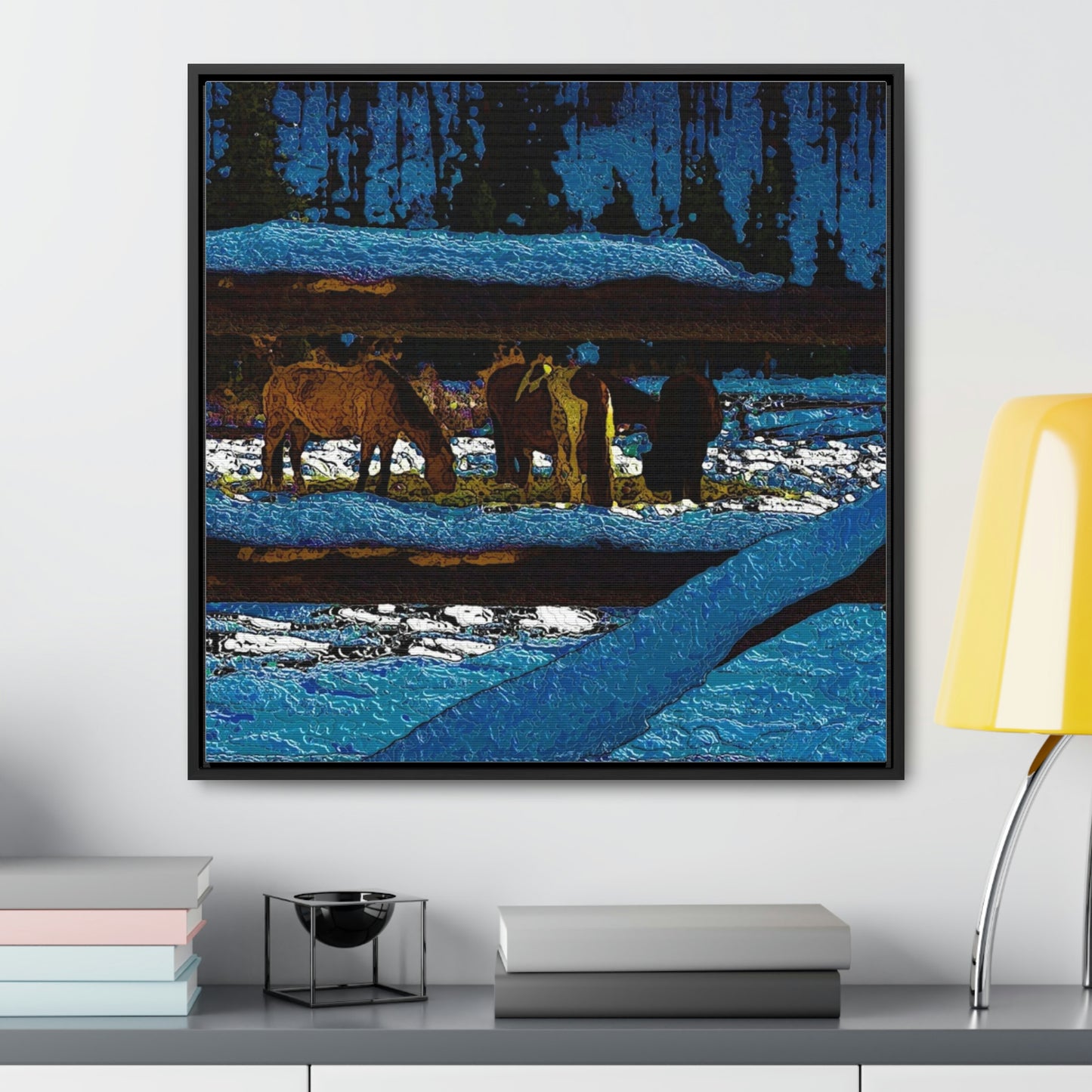 Gallery Canvas Wraps, Square Frame ... A Horse ... A Saddle ...  Foraging Through The Snow ...  An_Asses 'Cry' ... Central Idaho, November 2022 ...  Original Works ...
