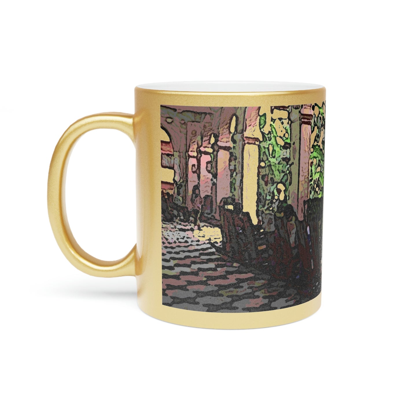 Metallic Mug (Silver\Gold) ...  Lanai & Rocking Chairs At: 'The Pink Palace' ... The Royal Hawai'ian ... Honolulu, HI ... '27Oct2014' ... Original Works ...