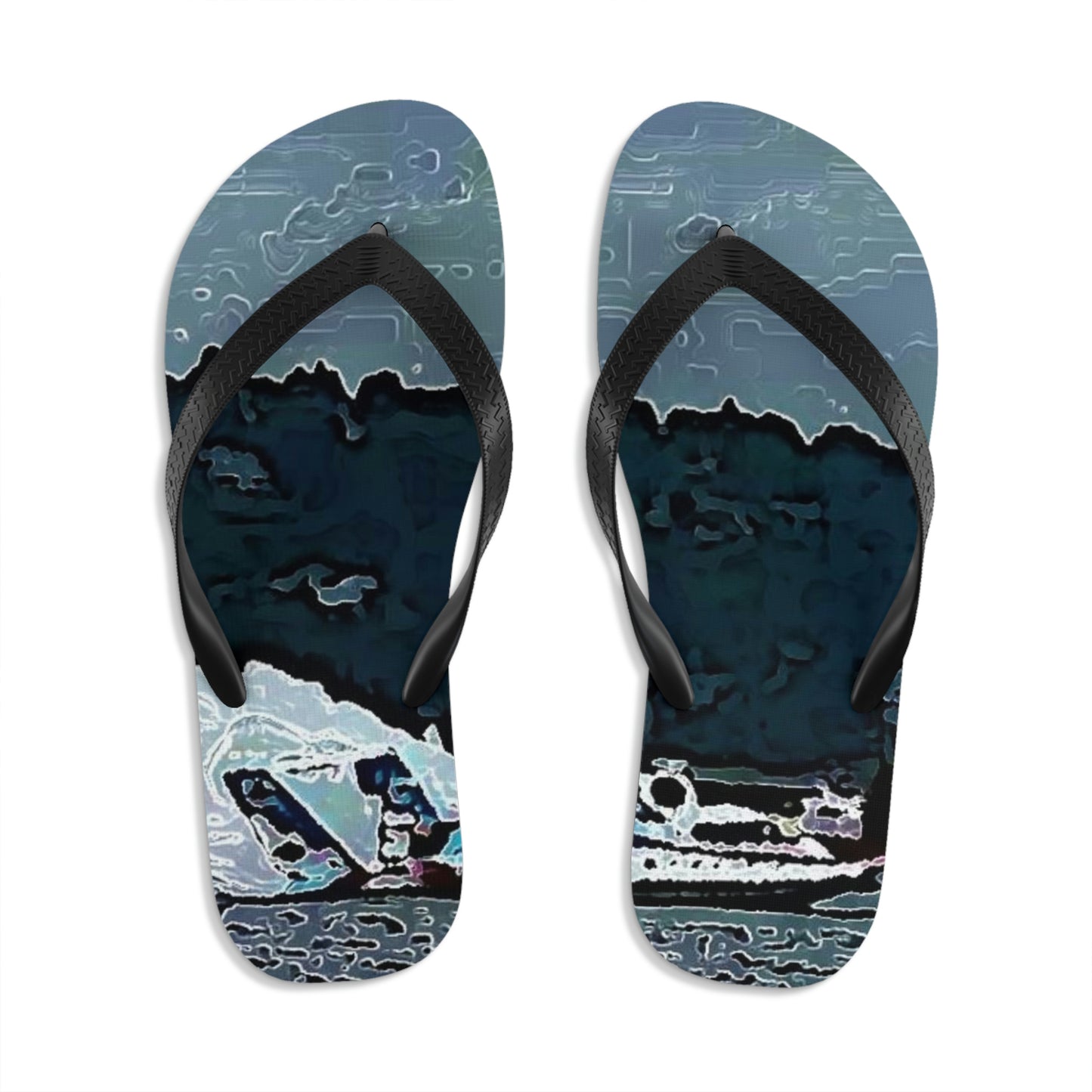 Unisex Flip-Flops ...  Seattle Columbia Cup On Lake Washington ... "Dave Wilcox Heads For The Win" ... Associate Gift-Photo ... Original Works ...