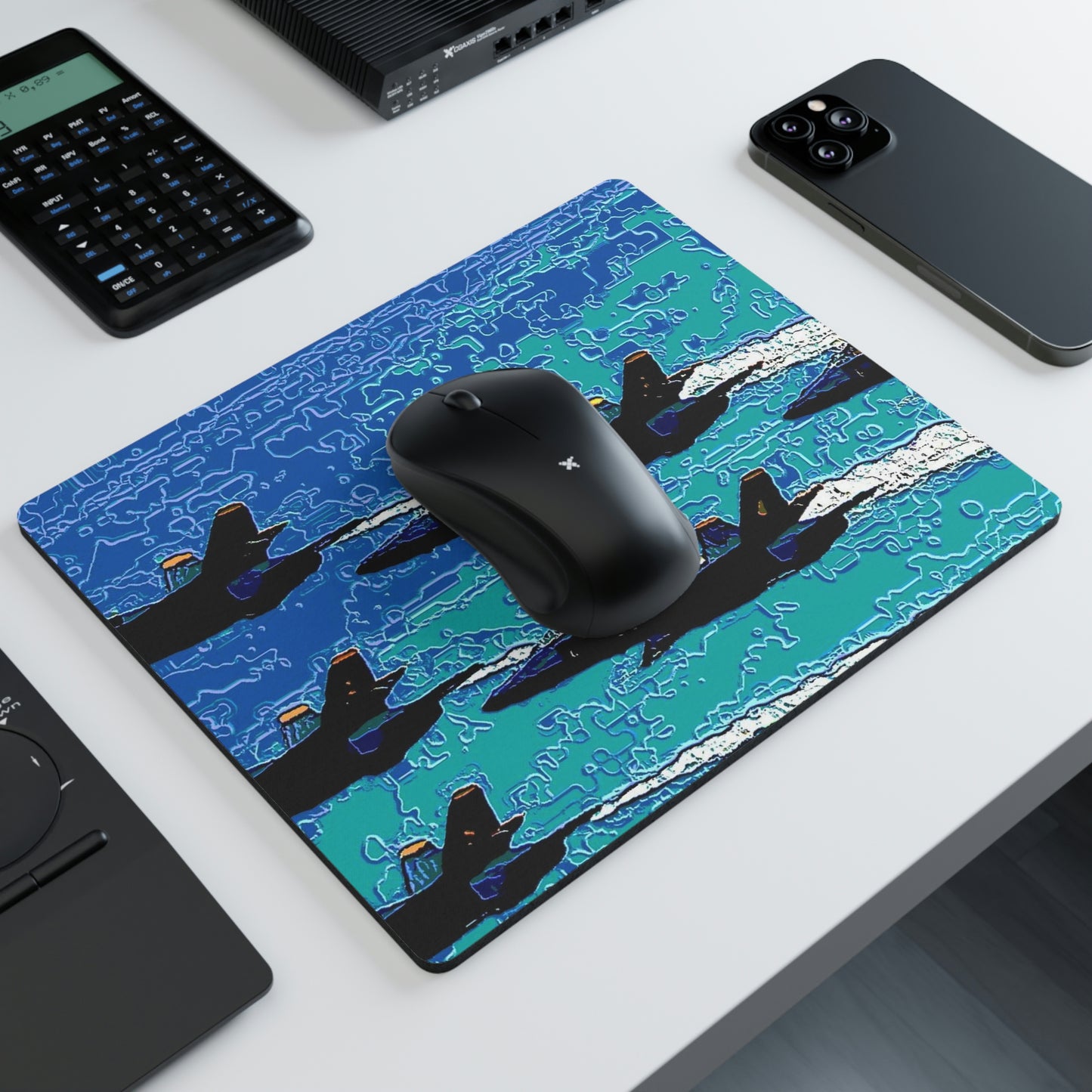 Rectangular Mouse Pad ... Seattle Seafair ..."Blue Angels Run Over Lake Washington" ... Circa Mid 1980's ... Dr FJ Holt ... Original Works ...