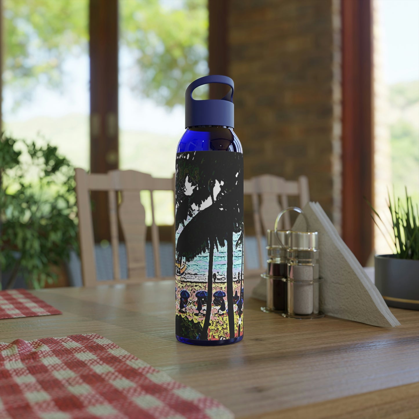 Sky Water Bottle ... "A Beautiful Beach Amongst The Palms" ... The Outrigger Waikiki, Honolulu, Oahu ... Original Works ...