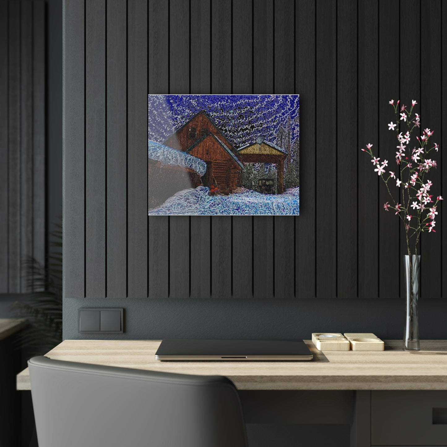 Acrylic Prints ... Van Gogh-Ian 'Inspired' Mountain Winter Paradise ... November 2022 ... Rhett Creek, Idaho ... Original Works ...