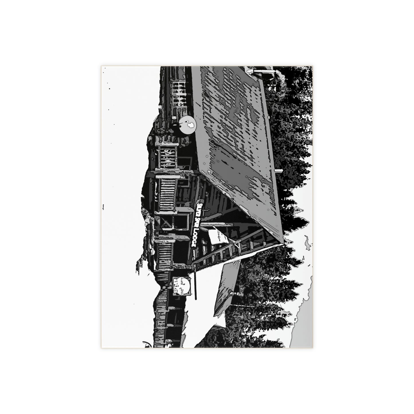 Ceramic Photo Tile ... A Beautiful Lodge & Back-Country Outfitter In A Mountain Town ... 'Dixie, Idaho, November 2022' ... Original Works ...