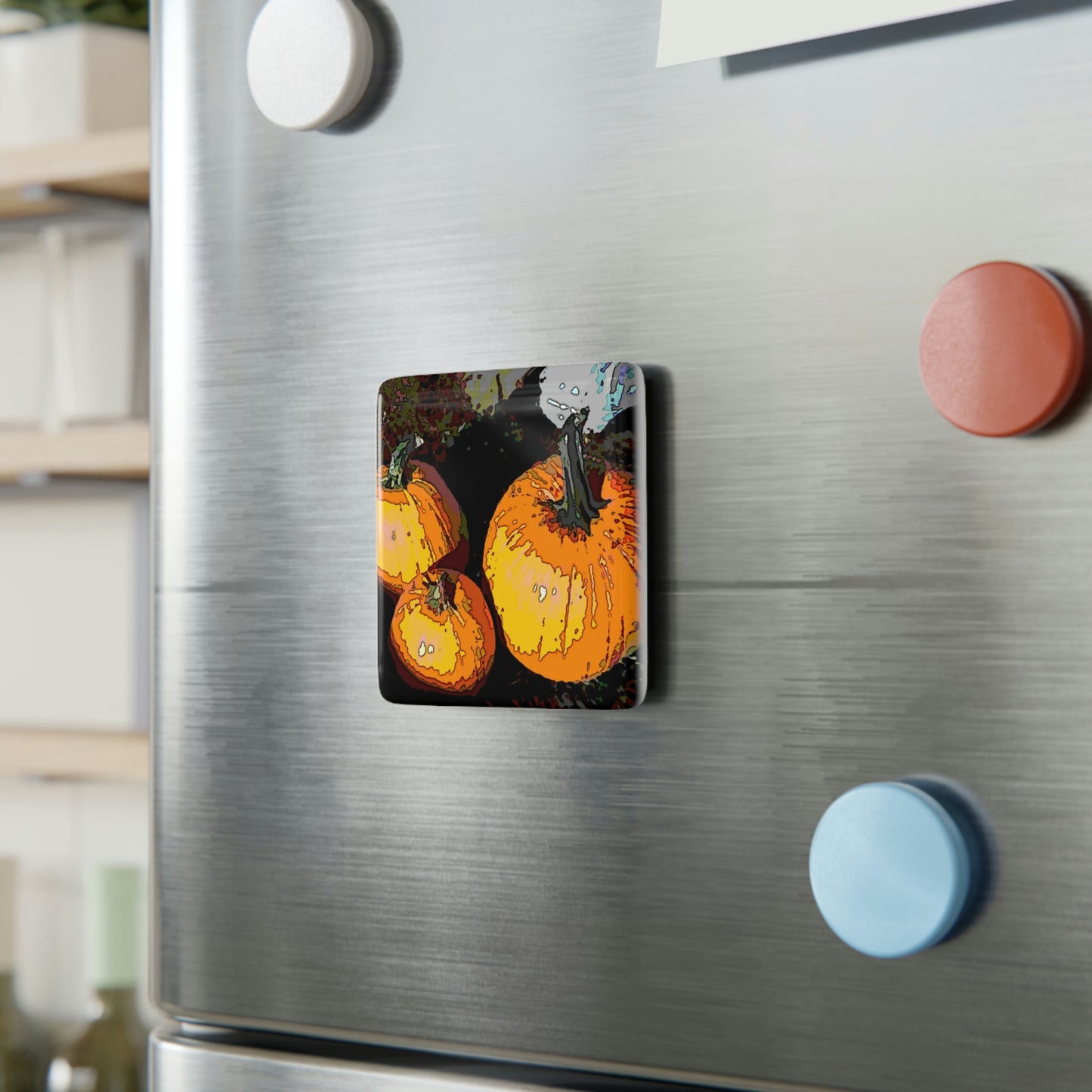 Porcelain Magnet, Square ... Halloween - Pumpkins - 'Trick-Or-Treat' ... More Than A Season ... "Its A Feeling & Celebration Of Life" ...