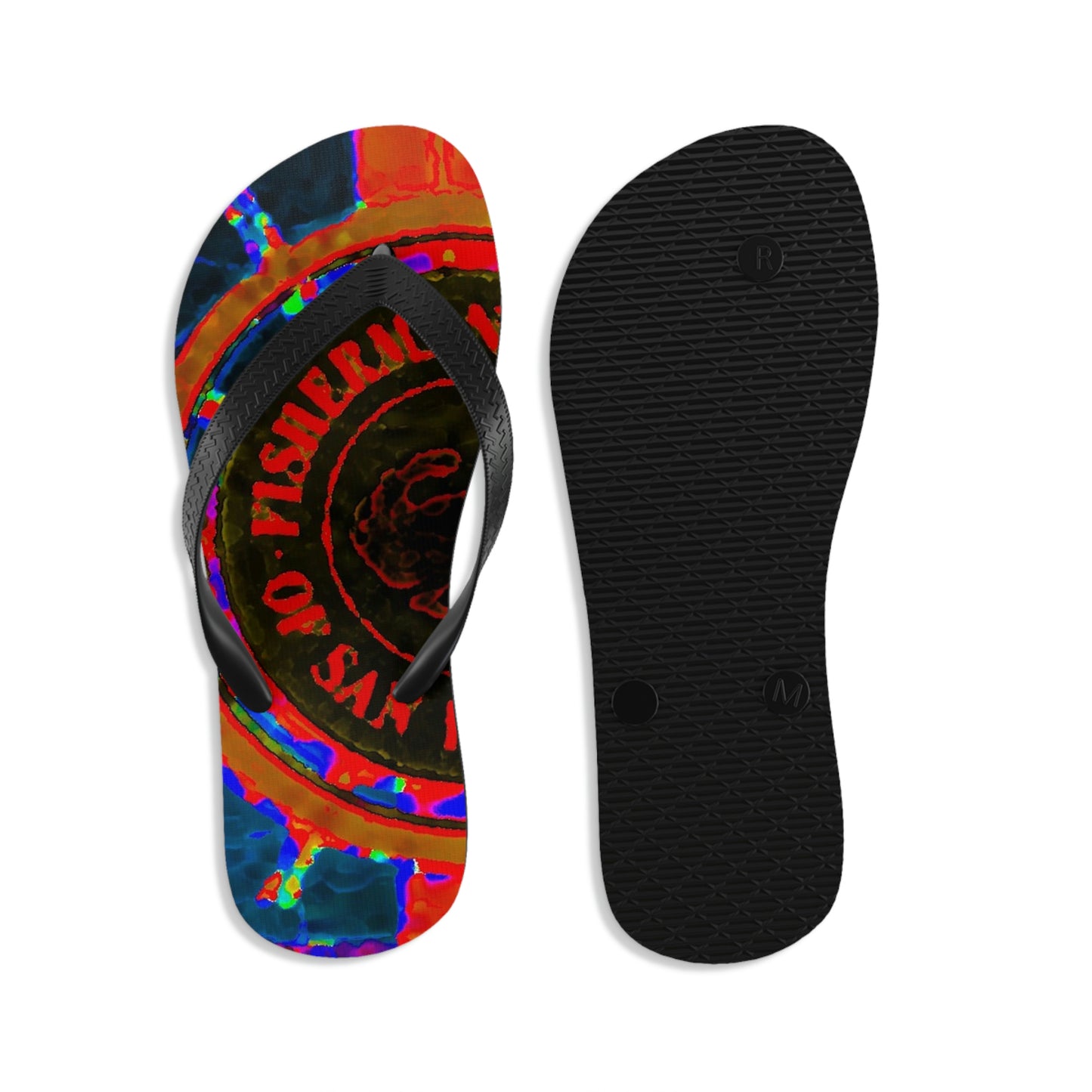 Unisex Flip-Flops ... "No.9 Fishermen's Grotto - Fishermen's Wharf, SF, California" ... Family Archives: 1970's ... Original Works ...