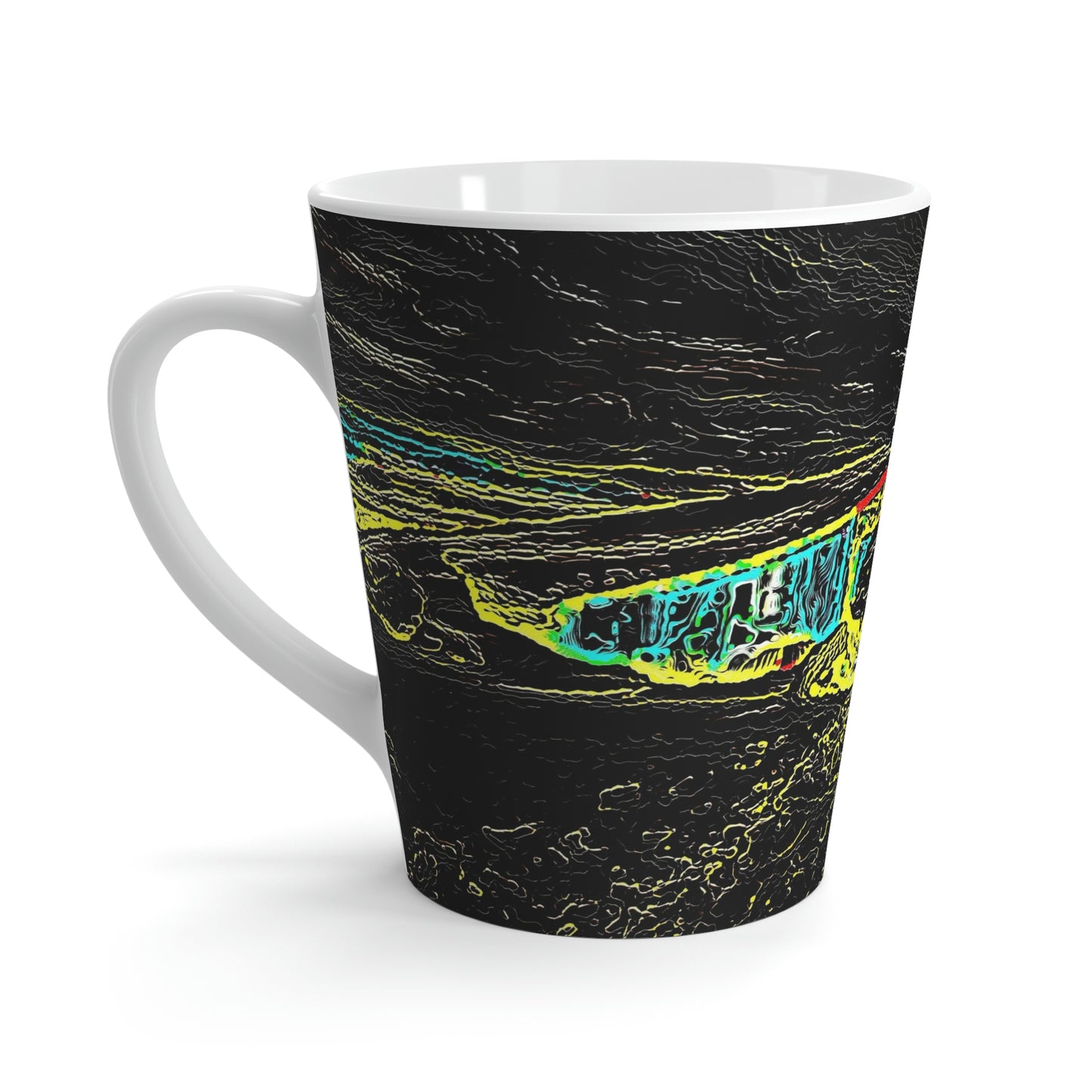 Latte Mug ... "Snow Vehicle In Snow Storm At-Rest" ... Circa 12Mar23 ... Central Idaho ... 18-Hours Rendering Time: Original Works ...