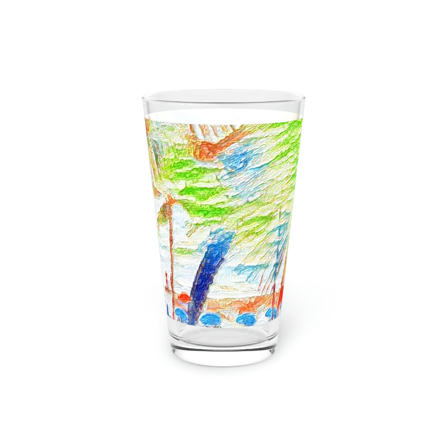 Pint Glass, 16oz ... "The Royal Hawai'ian: Waikiki Beach_Beach" ... Honolulu, HI ... Ocotber 2014 (Halloween) ... Original Works ...