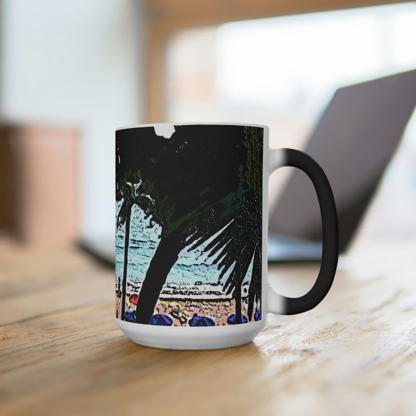 Color Changing Mug ... "A Beautiful Beach Amongst The Palms" ... The Outrigger Waikiki, Honolulu, Oahu ... Original Works ...