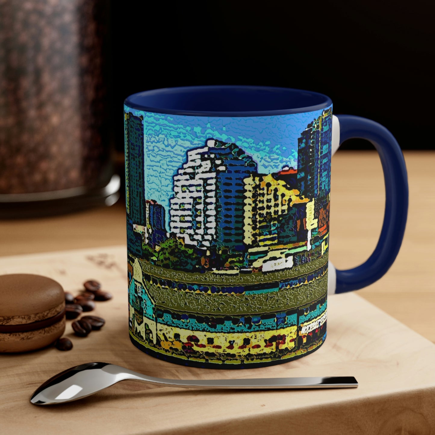 Accent Coffee Mug, 11oz ... That Classic Wheel ... 'Seattle's Wheel' ... & An Old Classic Waterside Vendors ...  'Family Archives' ... Original Works ...