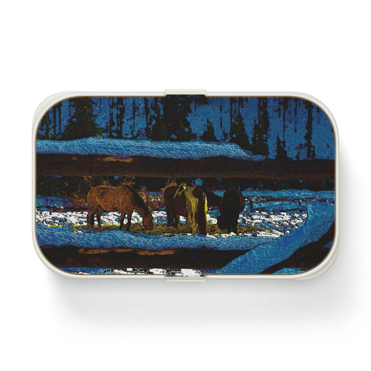 Bento Lunch Box ...  A Horse ... A Saddle ...  Foraging Through The Snow ...  An_Asses 'Cry' ... Central Idaho, November 2022 ...  Original Works ..