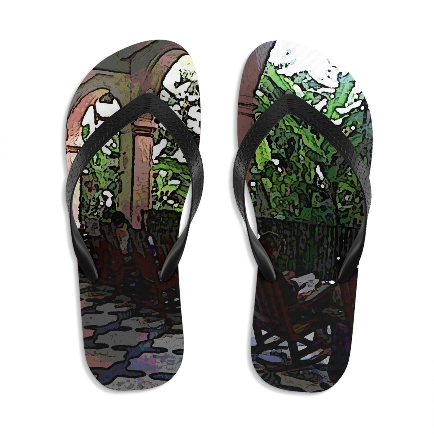Unisex Flip-Flops ... Lanai & Rocking Chairs At: 'The Pink Palace' ... The Royal Hawai'ian ... Honolulu, HI ... '27Oct2014' ... Original Works ...