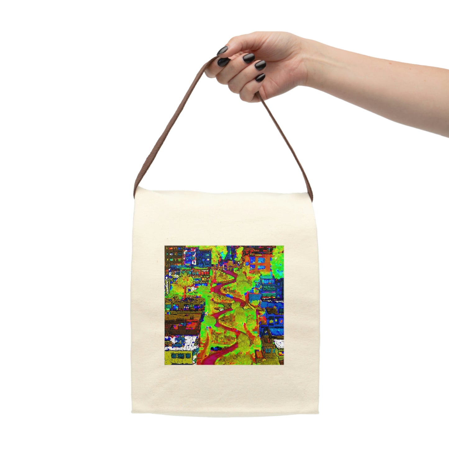 Canvas Lunch Bag With Strap ... A Crazy Street ... 'Eight Winding Curve-Switchbacks' ... "Lombard Street, San Francisco, CA' ... Family Archives: 1970's ... Original Works ...