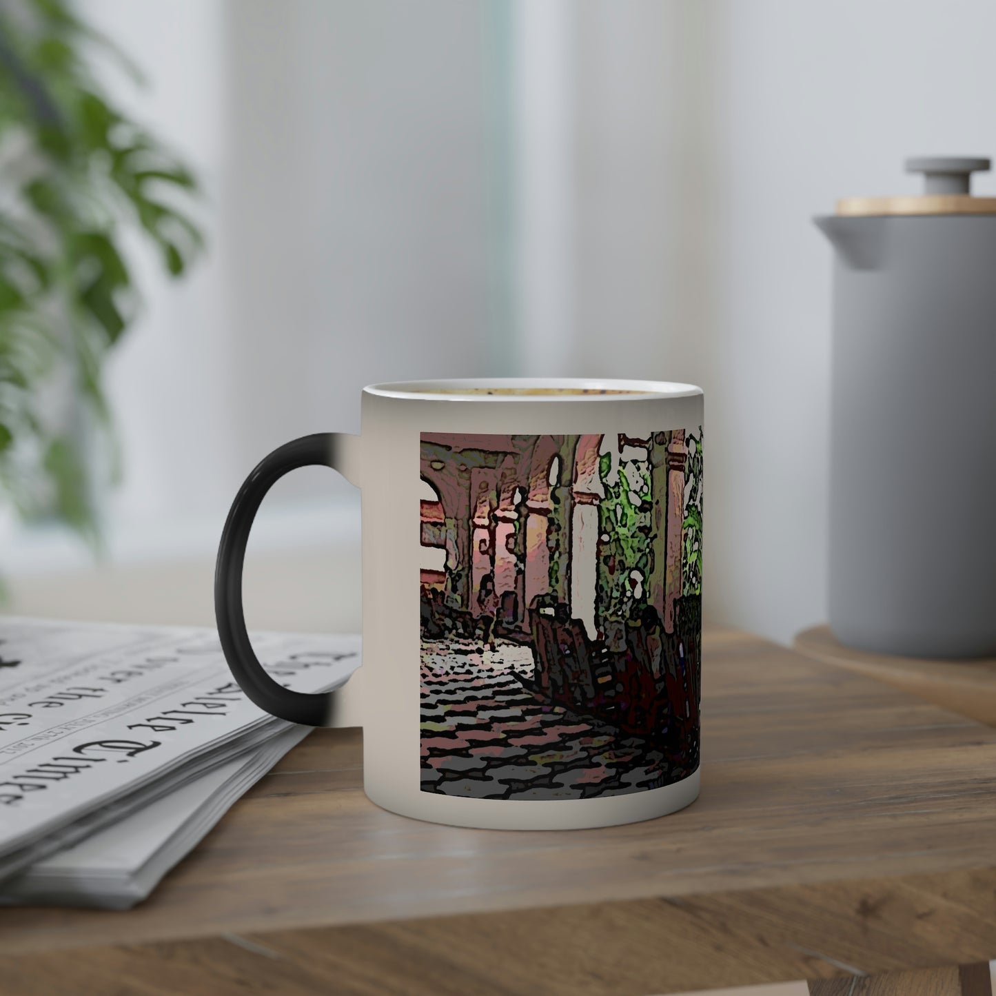 Color-Changing Mug, 11oz ...  Lanai & Rocking Chairs At: 'The Pink Palace' ... The Royal Hawai'ian ... Honolulu, HI ... '27Oct2014' ... Original Works ...