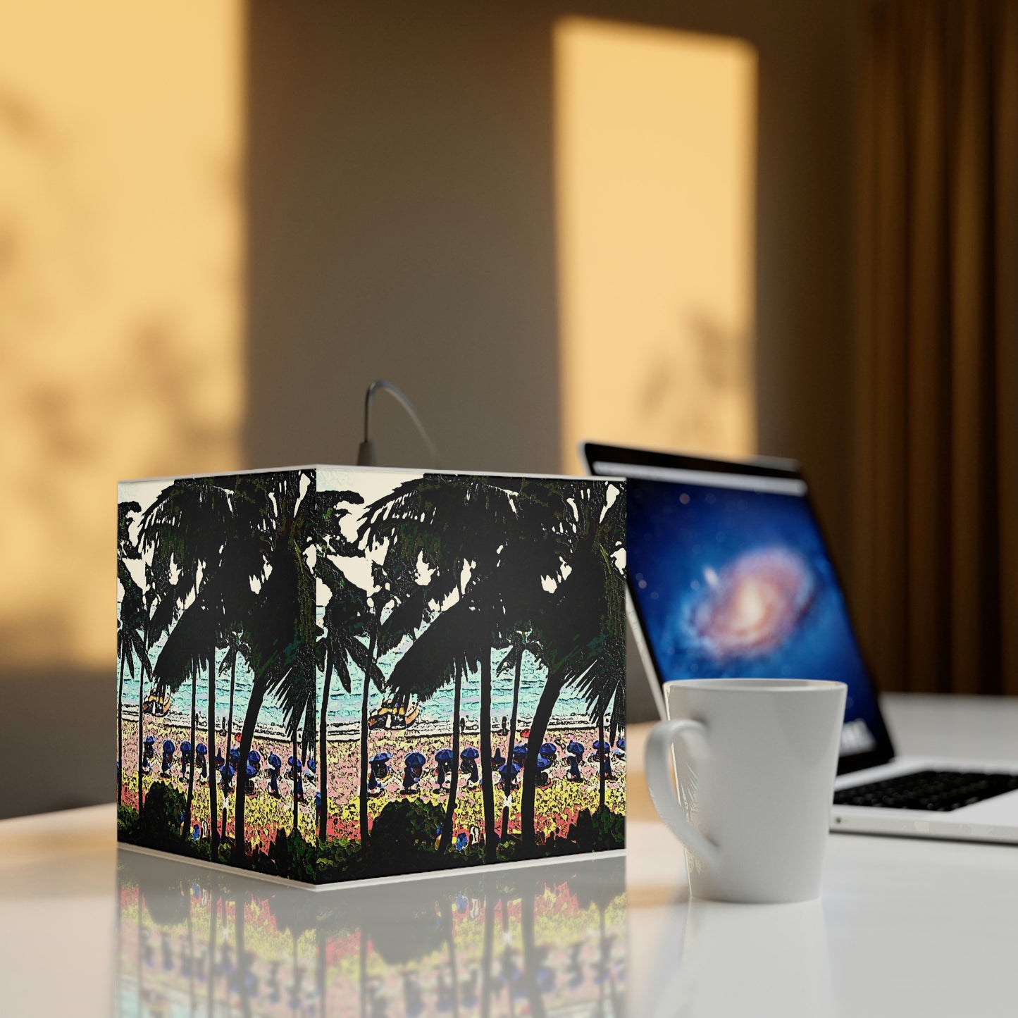 Light Cube Lamp ... "A Beautiful Beach Amongst The Palms" ... The Outrigger Waikiki, Honolulu, Oahu ... Original Works ...