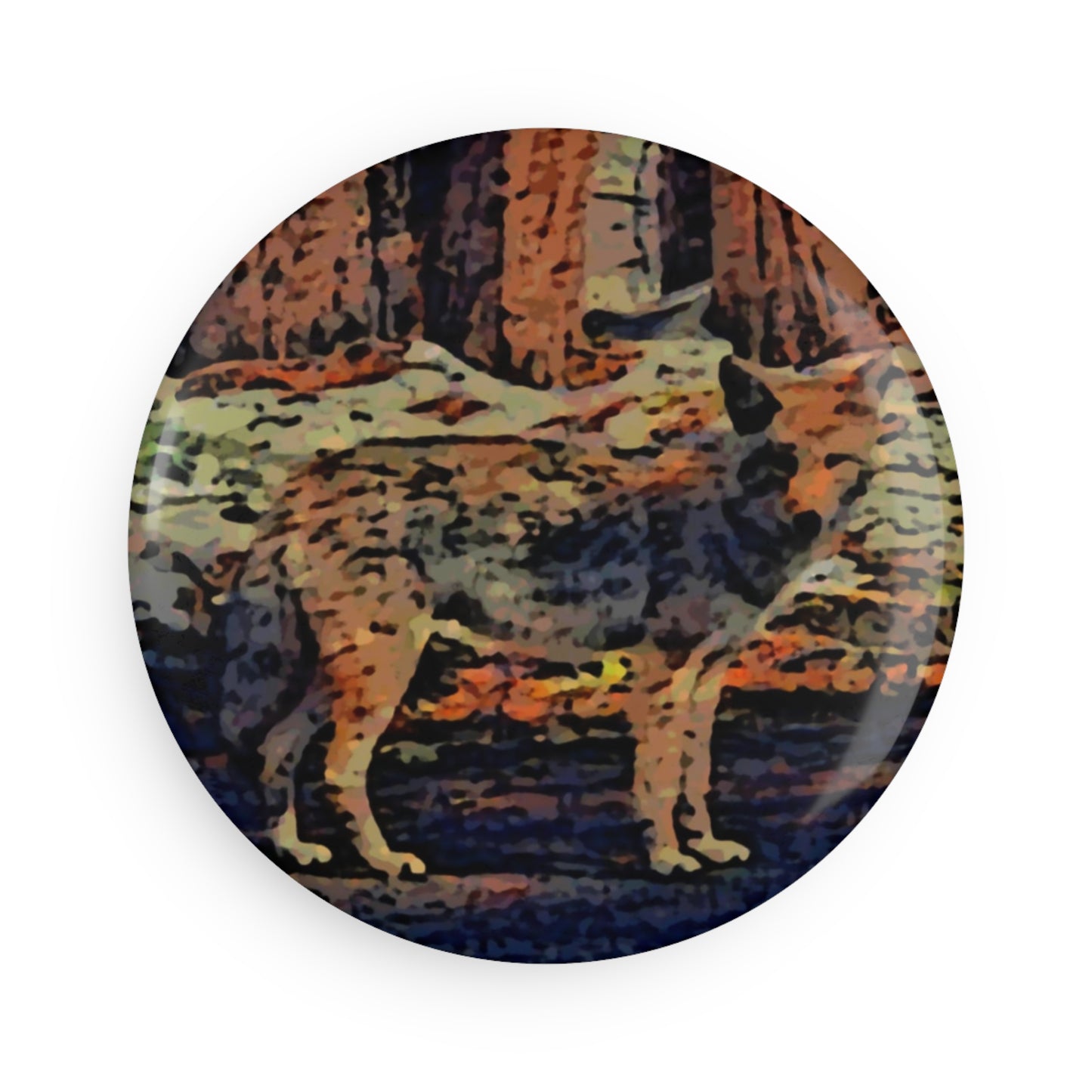 Button Magnet, Round (1 & 10 pcs) ... Coyote ... "Yosemite Valley: Circa May23 ... KPH Base Photo" ... Original Works ...