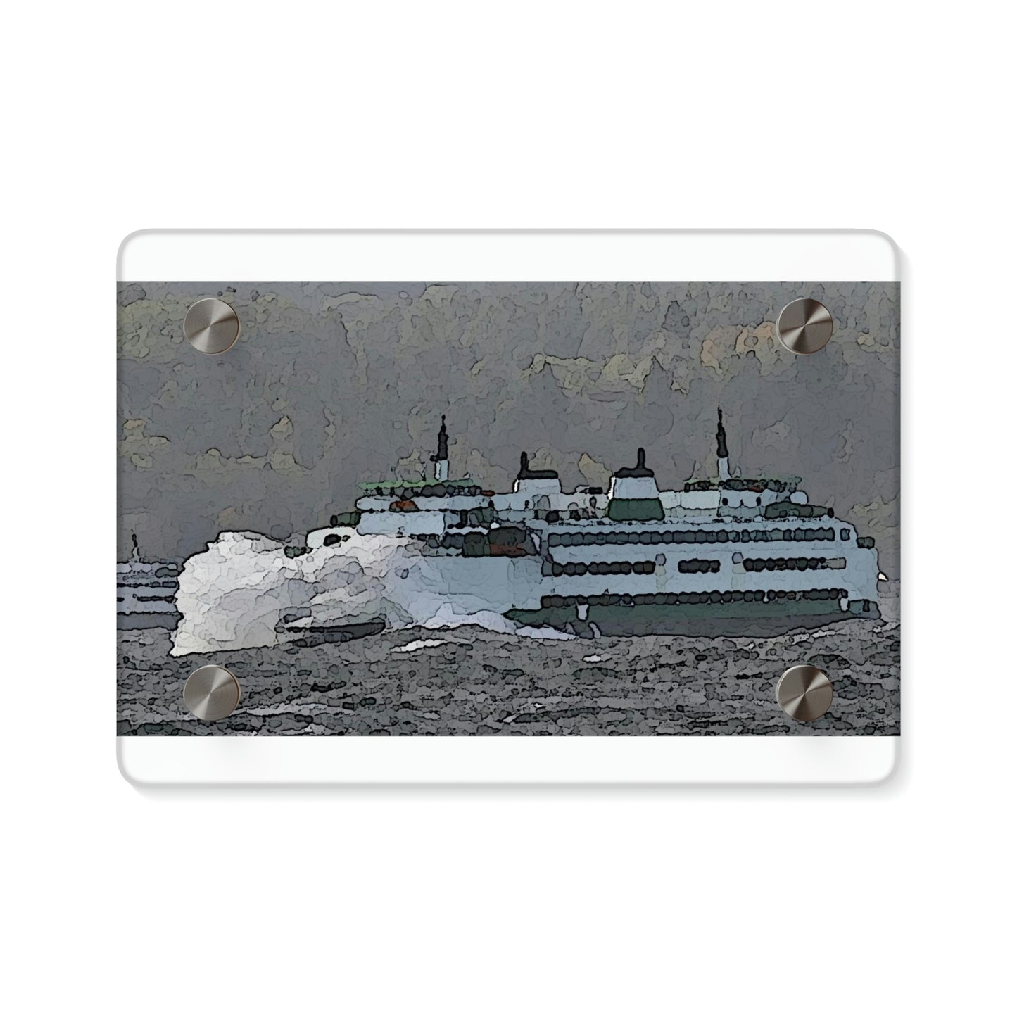 Acrylic Wall Art Panels ... WADOT Ferry Crossing ... "A Very Rough Day" ... Mulkiteo Route ... Family Archives ... Early 1990's' ... Original Works ...
