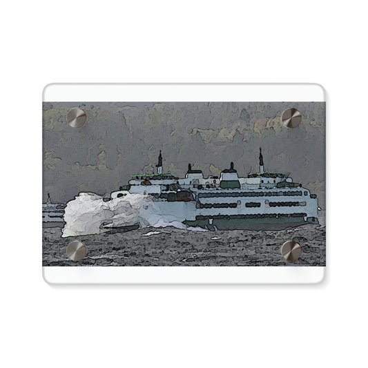 Acrylic Wall Art Panels ... WADOT Ferry Crossing ... "A Very Rough Day" ... Mulkiteo Route ... Family Archives ... Early 1990's' ... Original Works ...