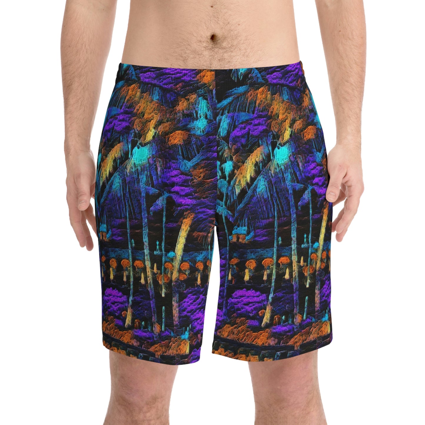 Men's Elastic Beach Shorts (AOP) ... "The Royal Hawai'ian: Waikiki Beach_Beach" ... Honolulu, HI ... October 2014 (Halloween) ... Original Works ...