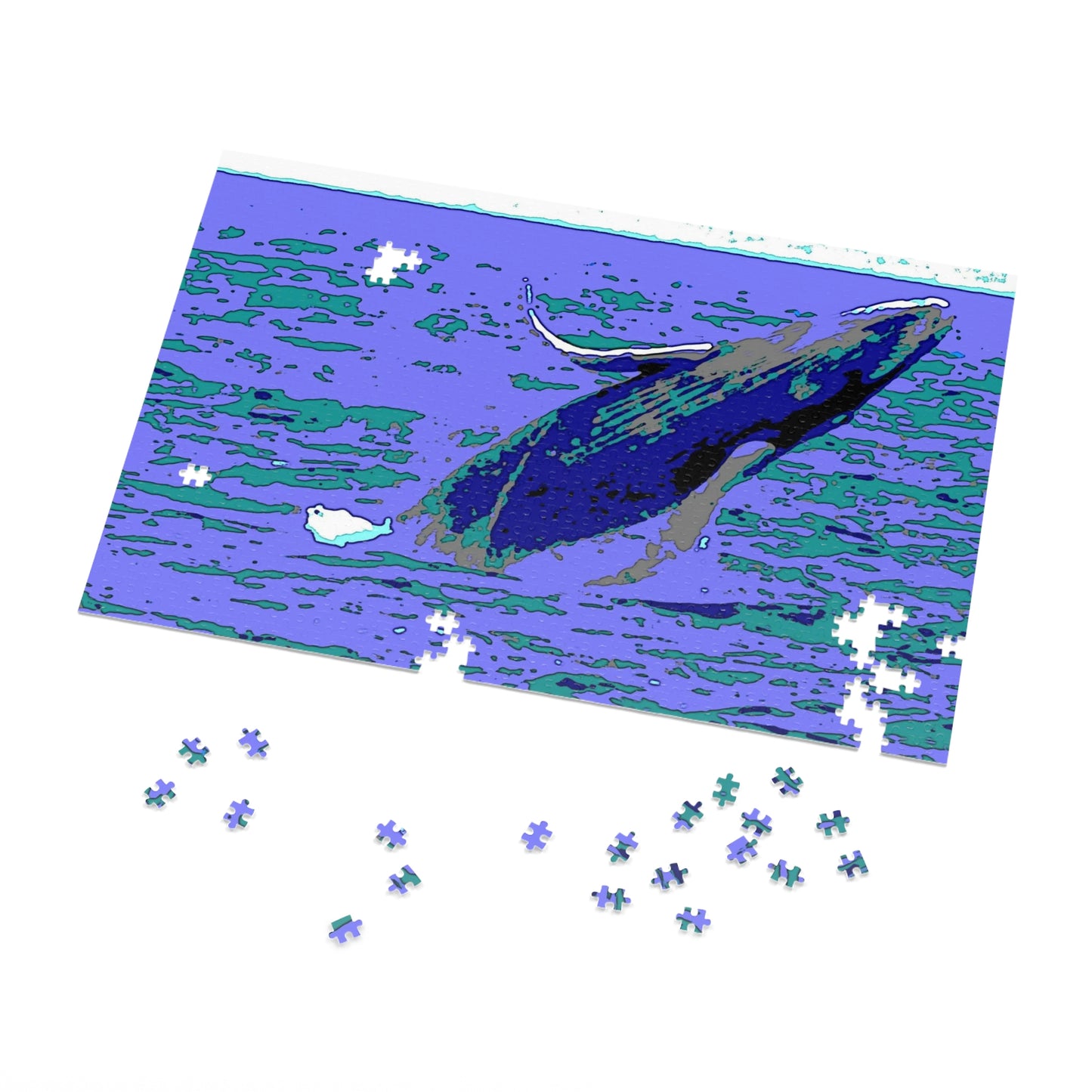 Jigsaw Puzzle (30, 110, 252, 500,1000-Piece) ... Baby Humpback Breaching ... Maui, HI: April 2022 ... "Family Archives: KPH" ... Original Works ...