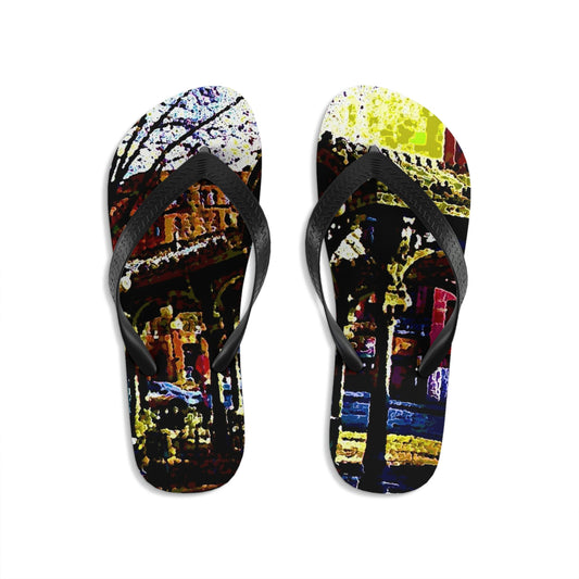 Unisex Flip-Flops ... A Very Fine Place To Meet ... To Catch The Bus ... 'To Find A Friend' .. Just-To-Hangout ... Dr FJHolt Base Photo ... Original Works ...