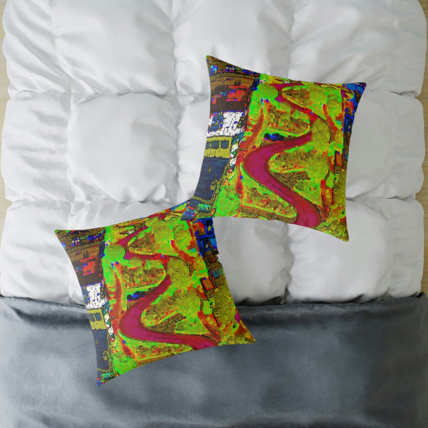 Spun Polyester Pillow ... A Crazy Street ... 'Eight Winding Curve-Switchbacks' ... "Lombard Street, San Francisco, CA' ... Family Archives: 1970's ... Original Works ...