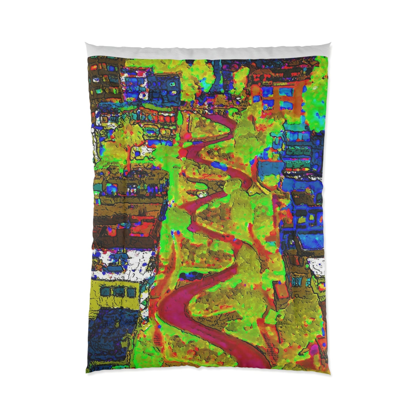Comforter ... A Crazy Street ... 'Eight Winding Curve-Switchbacks' ... "Lombard Street, San Francisco, CA' ... Family Archives: 1970's ... Original Works ...
